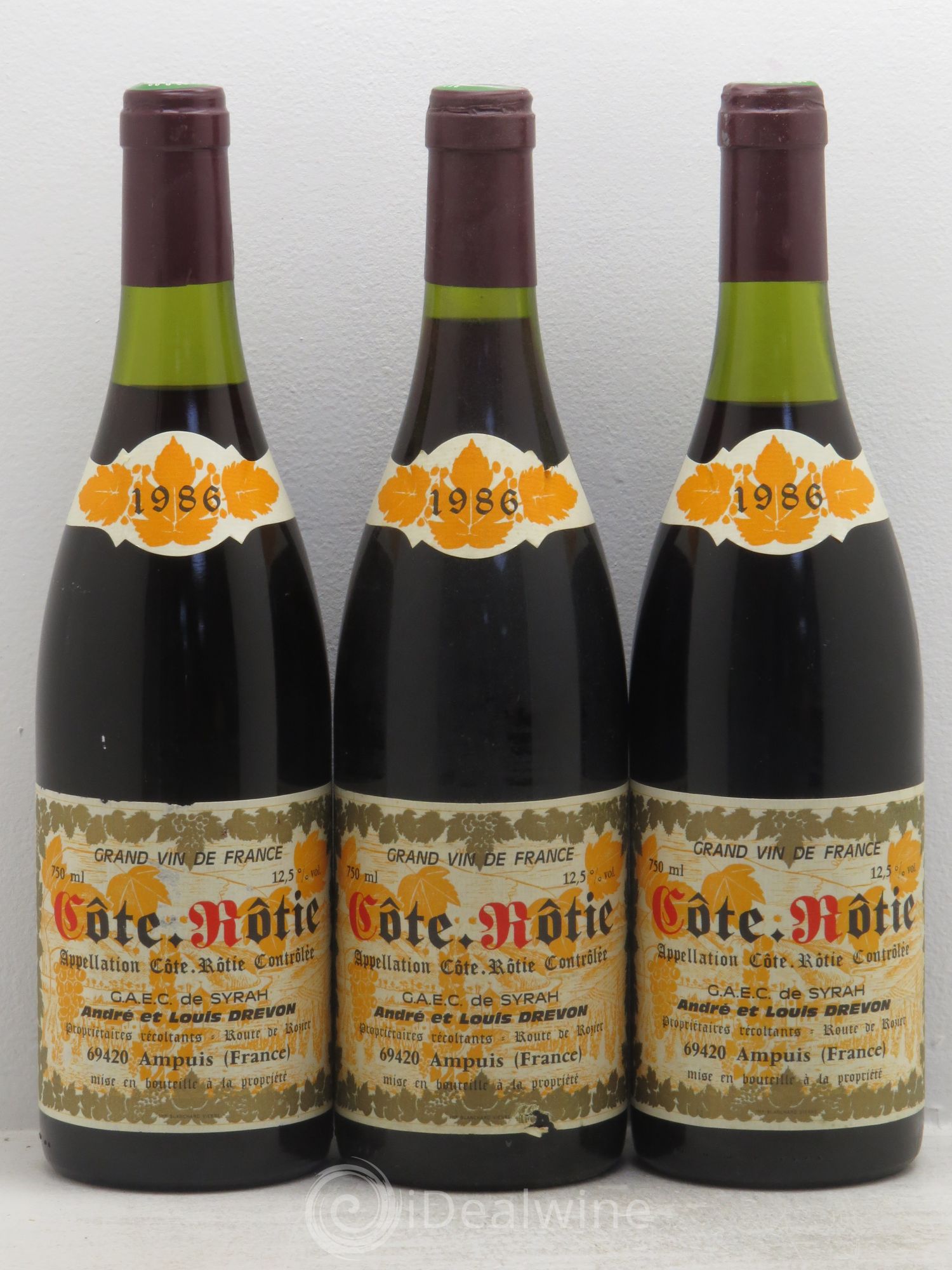 Côte-Rôtie Drevon 1986 - Posten von 3 Flaschen - 0