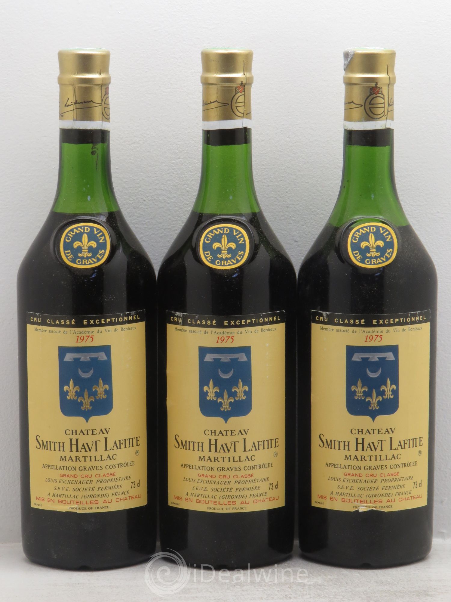 Château Smith Haut Lafitte Cru Classé de Graves Mise Eschenauer 1975 - Lot de 3 bouteilles - 0