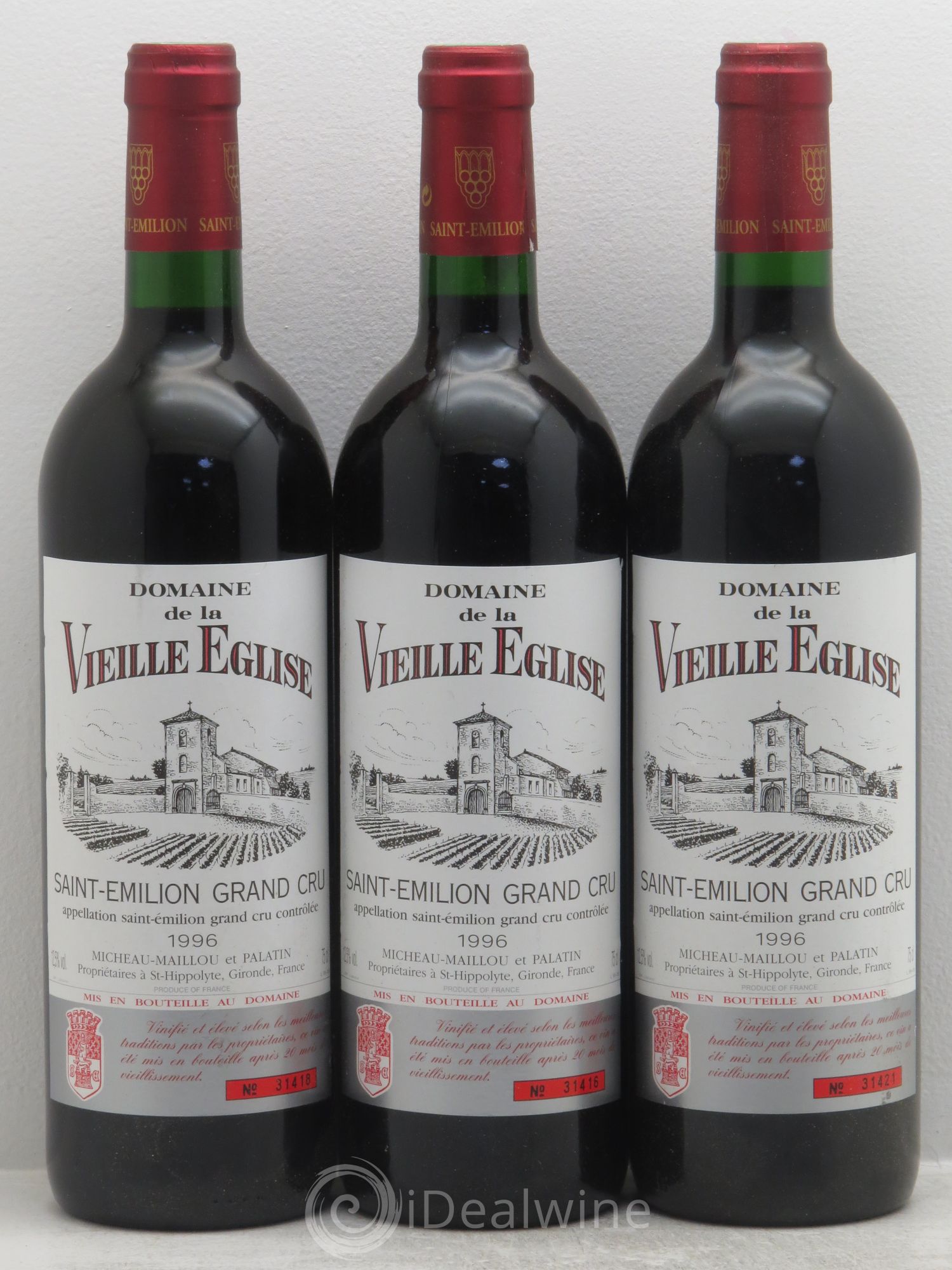 Saint-Émilion Domaine de la vieille église 1996 - Posten von 3 Flaschen - 0