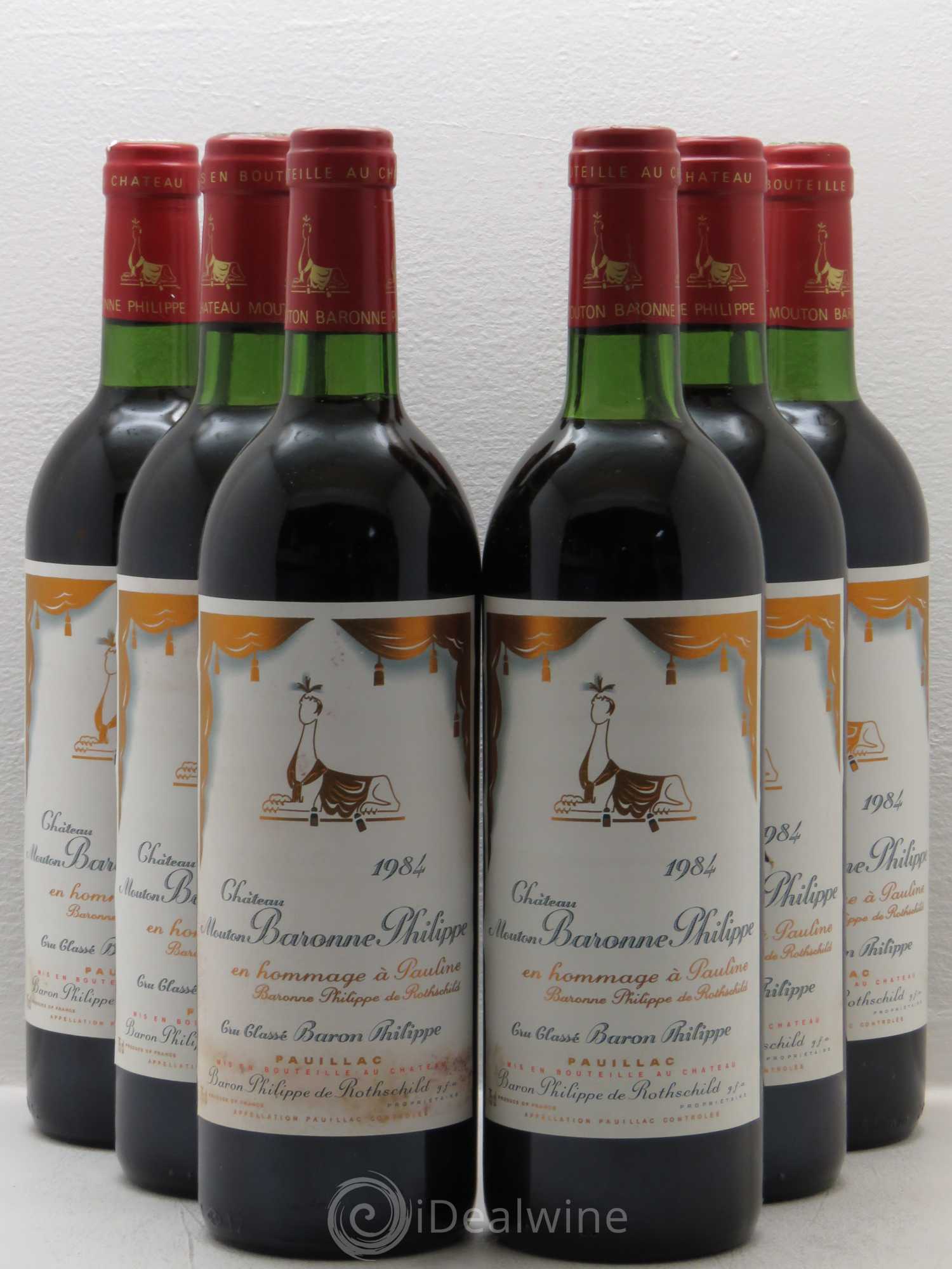Château d' Armailhac - Mouton Baron(ne) Philippe 5ème Grand Cru Classé 1984 - Lot de 6 bouteilles - 0