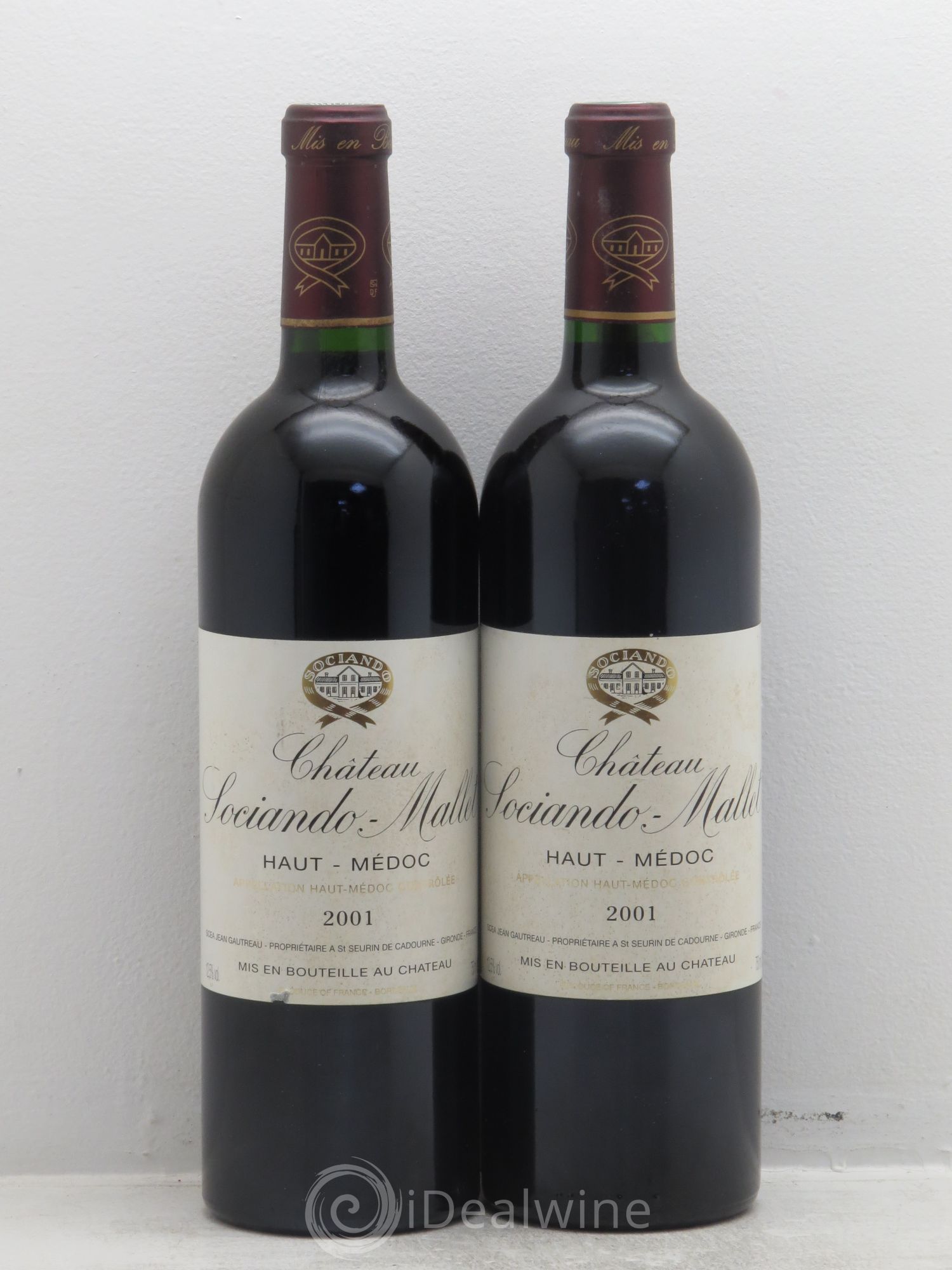 Château Sociando Mallet 2001 - Lot de 2 bouteilles - 0