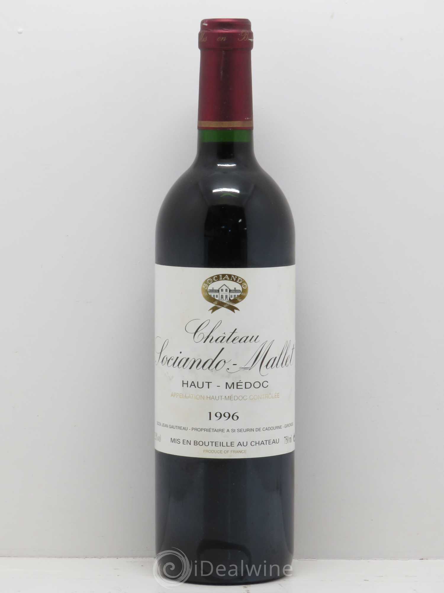 Château Sociando Mallet 1996 - Lot de 1 bouteille - 0