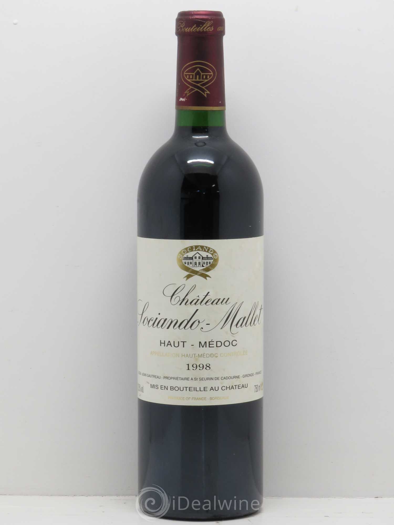 Château Sociando Mallet 1998 - Lot de 1 bouteille - 0