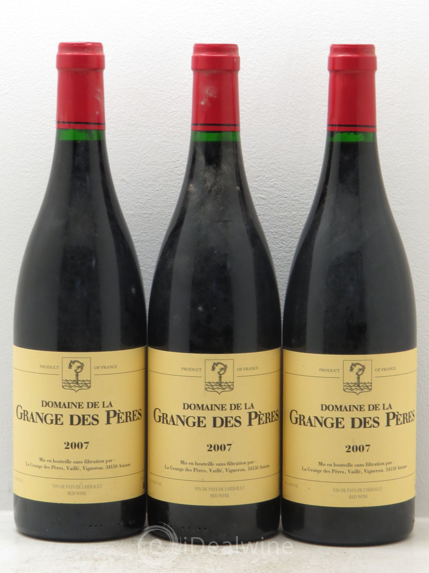Pays d'Hérault Grange des Pères Laurent Vaillé 2007 - Lot de 3 bouteilles - 0