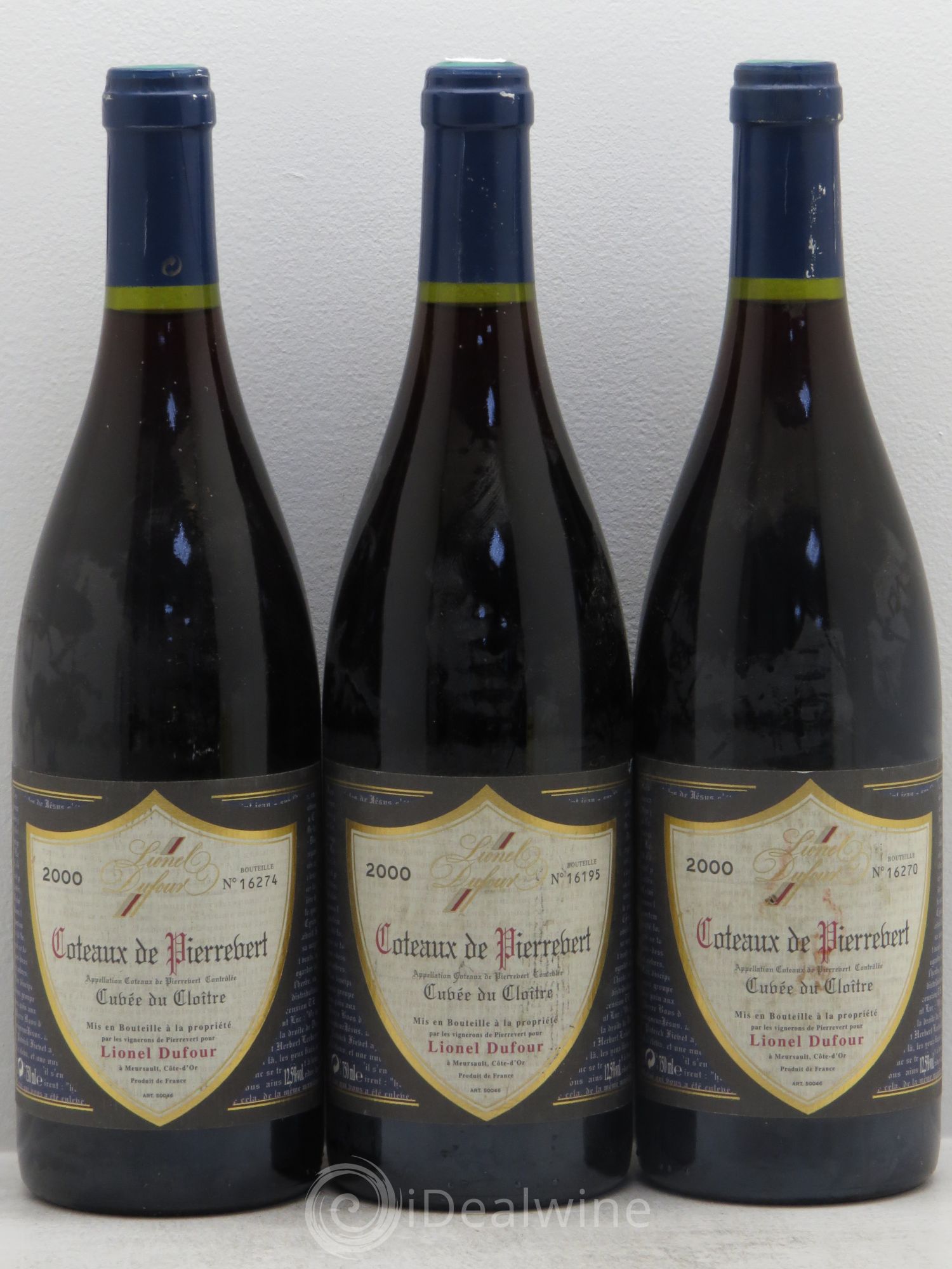 Divers Coteaux de Pierrebert Cuvée du Cloître L.Dufour (sans prix de réserve) 2000 - Posten von 3 Flaschen - 0