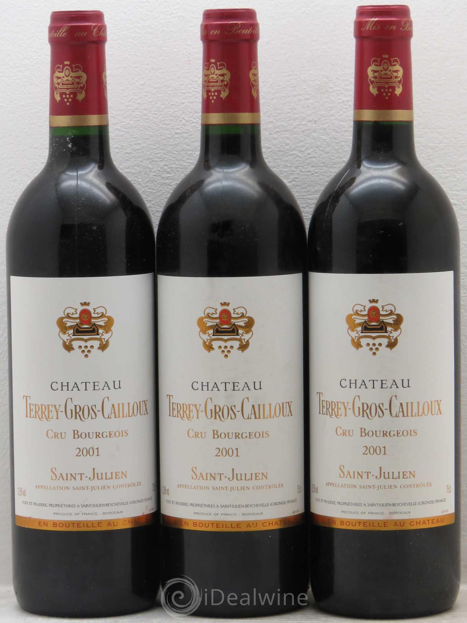 Château Terrey Gros Cailloux Cru Bourgeois 2001 - Lot de 3 bouteilles - 0