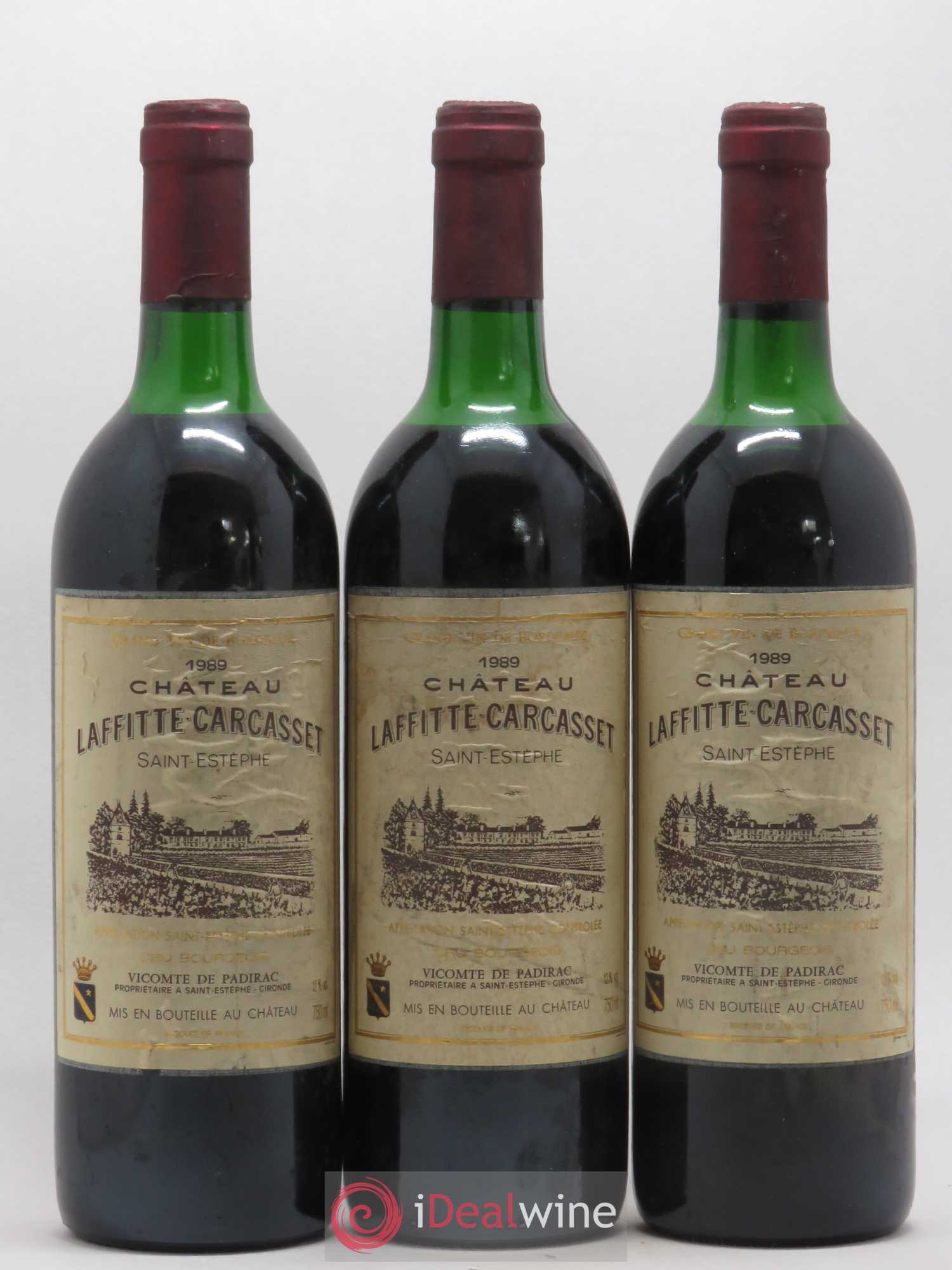 Château Laffitte Carcasset Cru Bourgeois 1989 - Lot de 3 bouteilles - 0