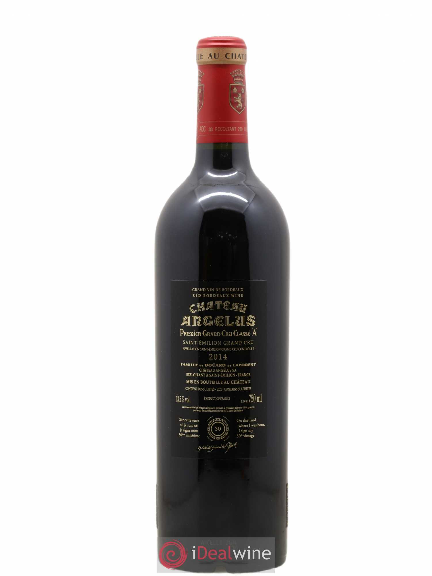 Château Angélus 1er Grand Cru Classé A 2014 - Lot de 1 bouteille - 1