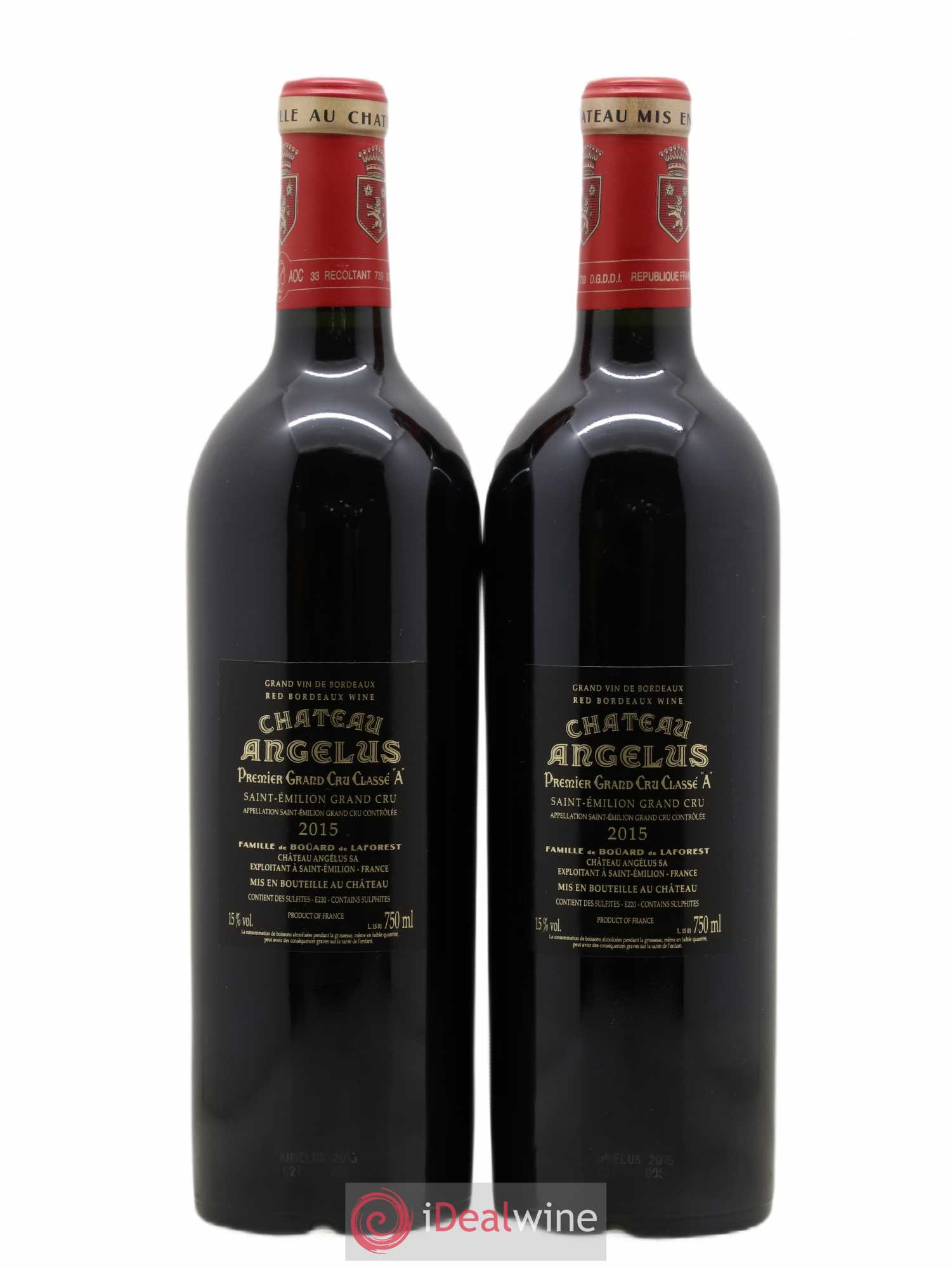 Château Angélus 1er Grand Cru Classé A 2015 - Lot de 2 bouteilles - 1