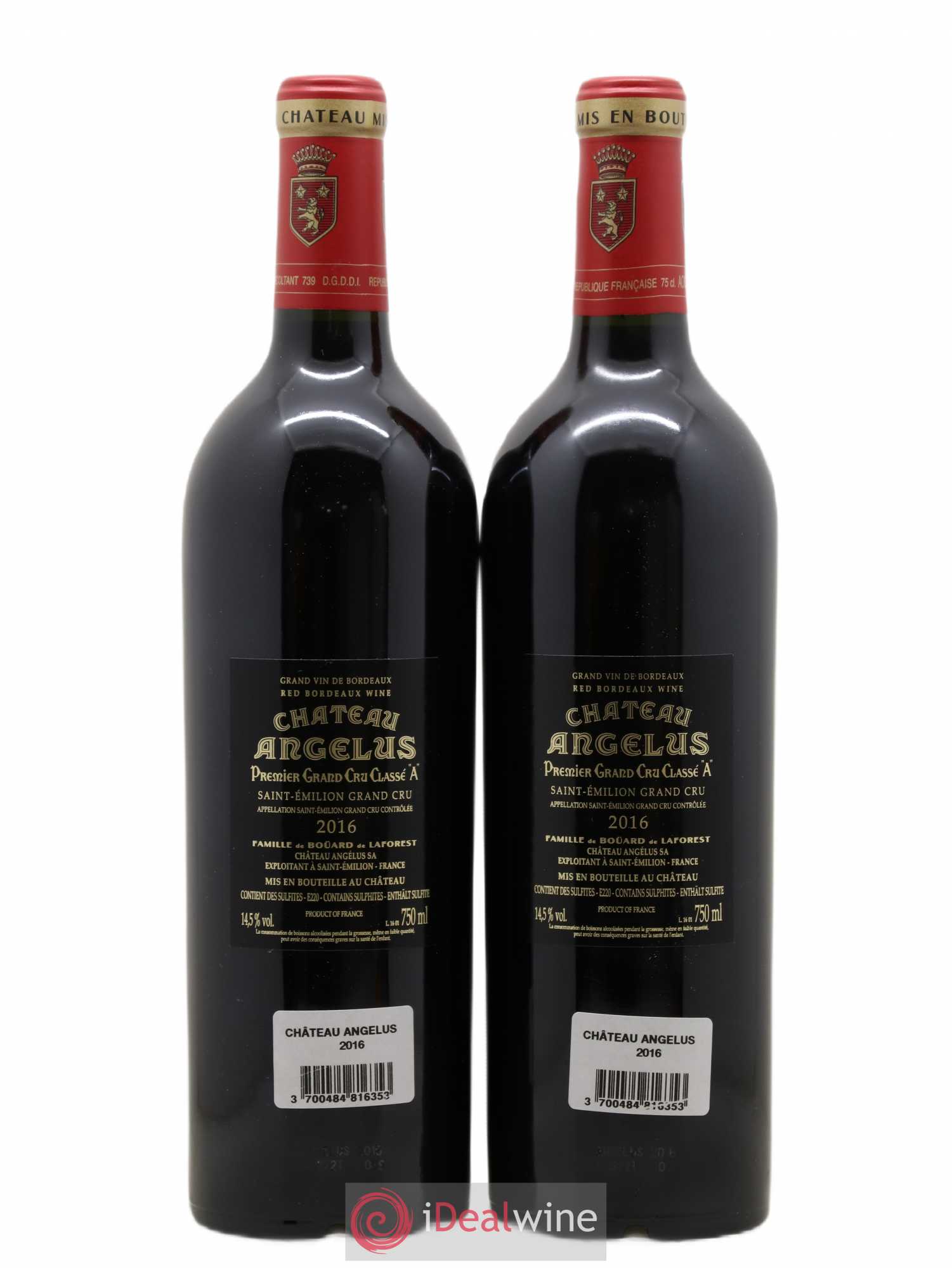 Château Angélus 1er Grand Cru Classé A 2016 - Lot de 2 bouteilles - 1