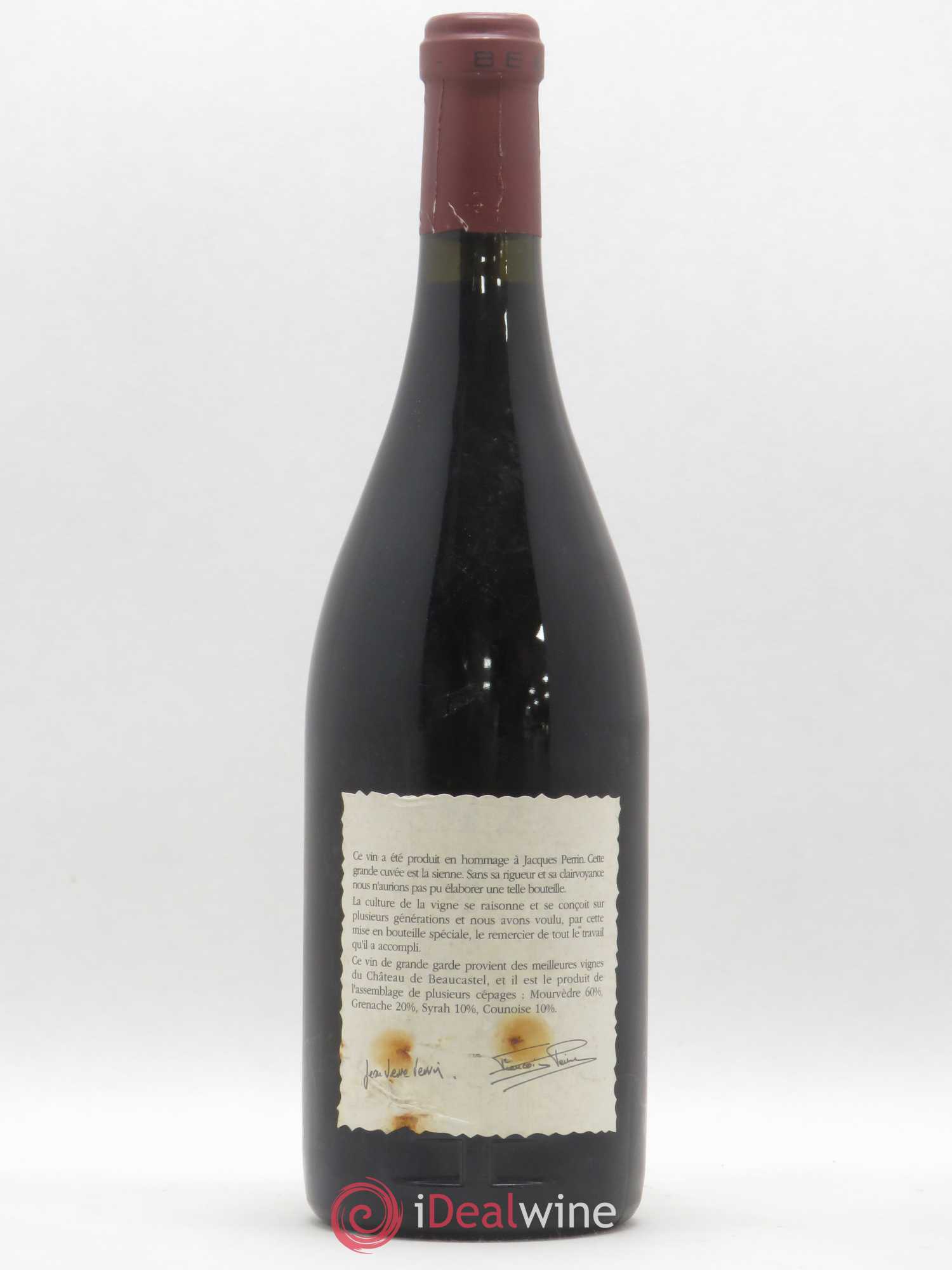 Châteauneuf-du-Pape Château de Beaucastel Hommage à Jacques Perrin Famille Perrin 1999 - Lot de 1 bouteille - 1