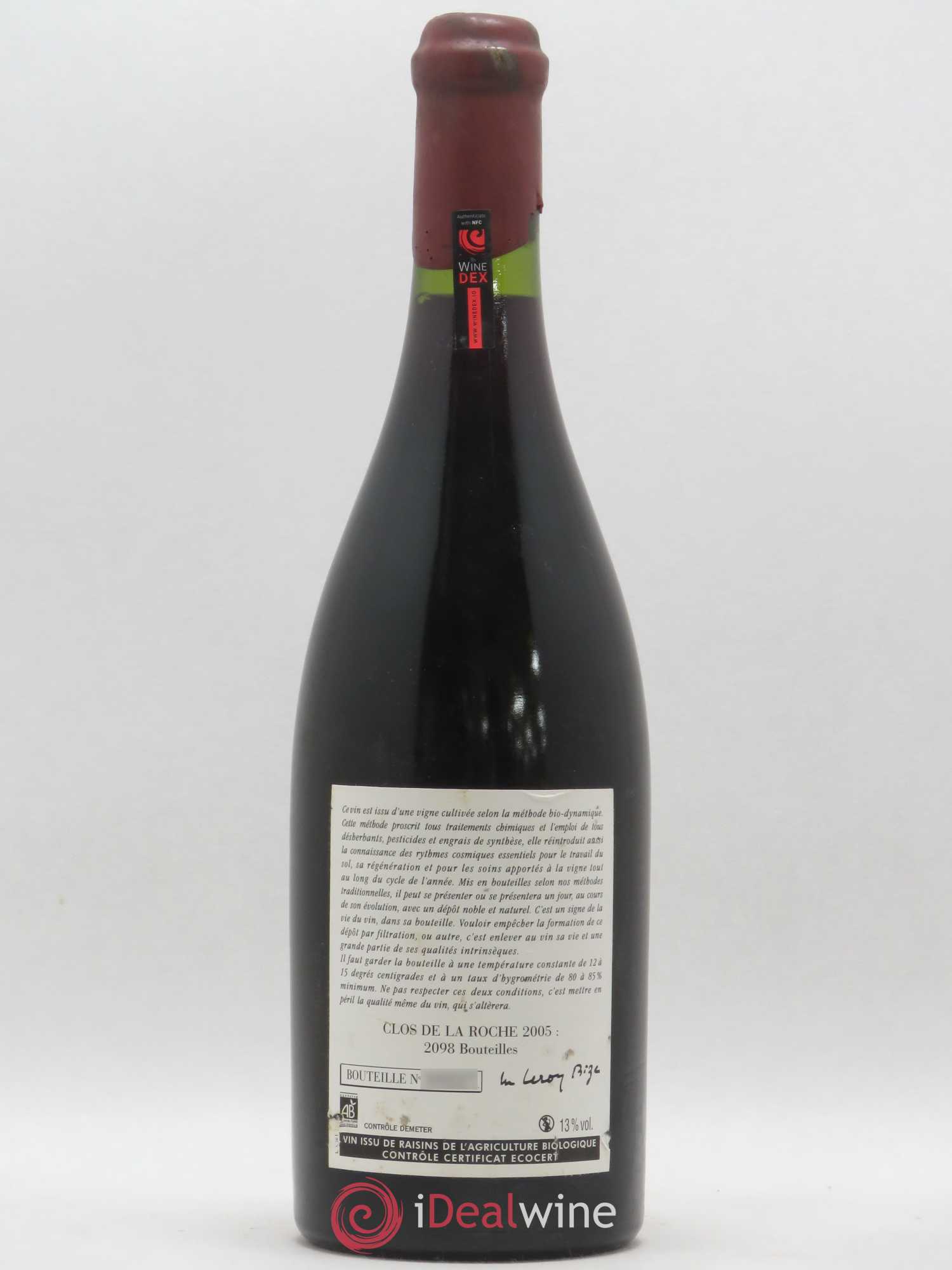 Clos de la Roche Grand Cru Leroy (Domaine) 2005 - Lot de 1 bouteille - 1