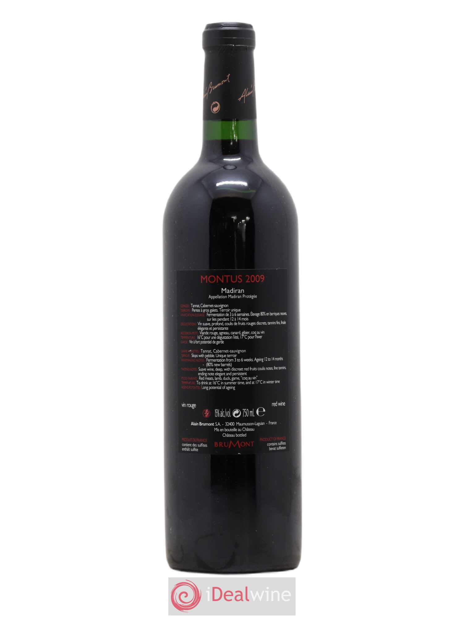 Madiran Château Montus Alain Brumont 2009 - Lot de 1 bouteille - 1