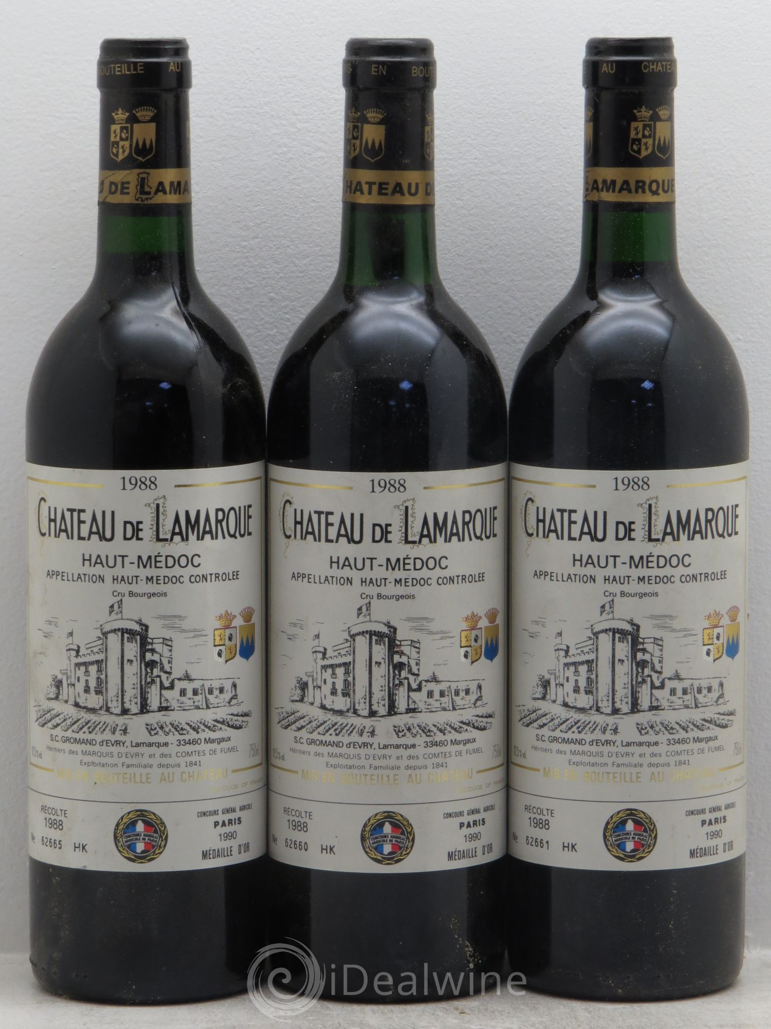 Château de Lamarque Cru Bourgeois 1988 - Lot de 3 bouteilles - 0