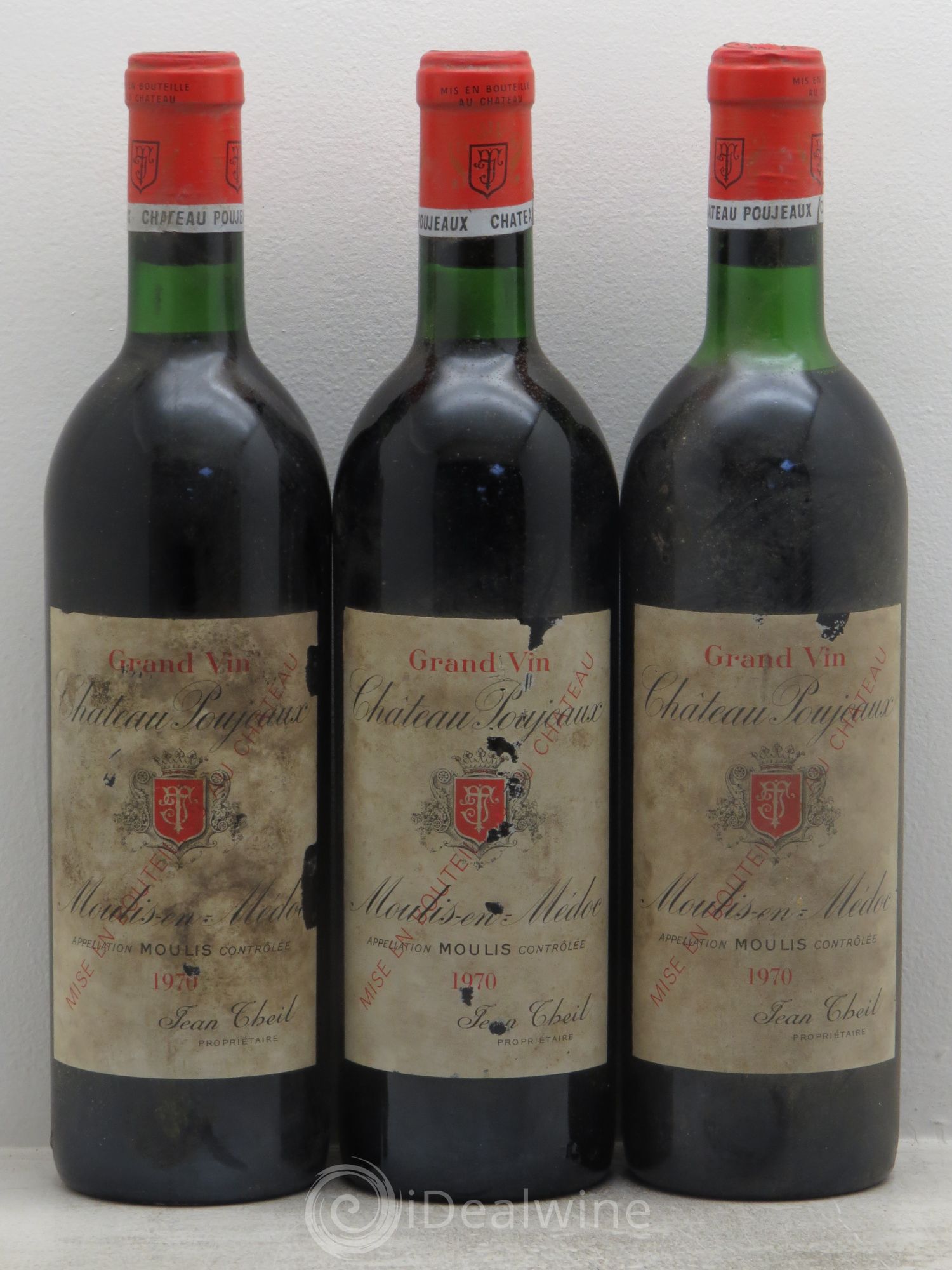 Château Poujeaux 1970 - Lot de 3 bouteilles - 0