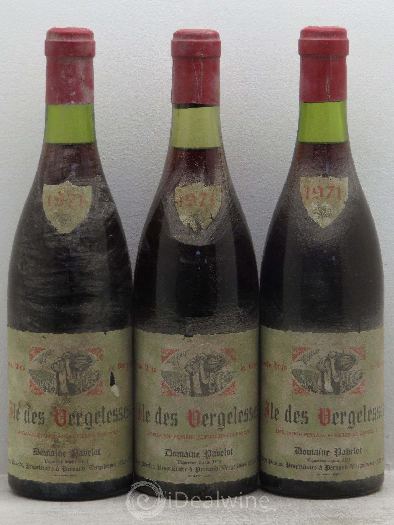 Pernand-Vergelesses 1er Cru Ile des Vergelesses Pavelot (Domaine) 1971 - Lot de 3 bouteilles - 0