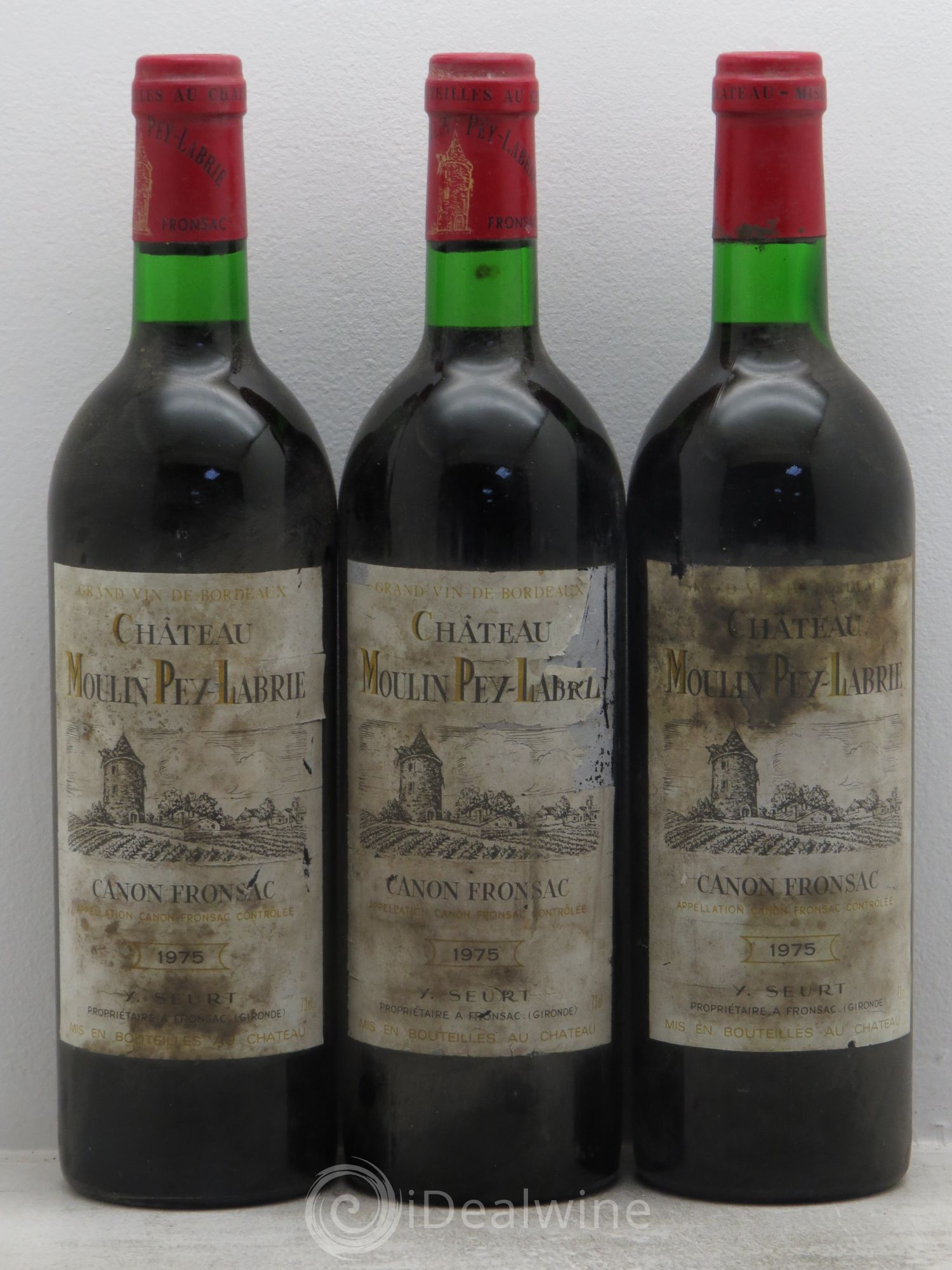 Château Moulin Pey-Labrie 1975 - Lot de 3 bouteilles - 0