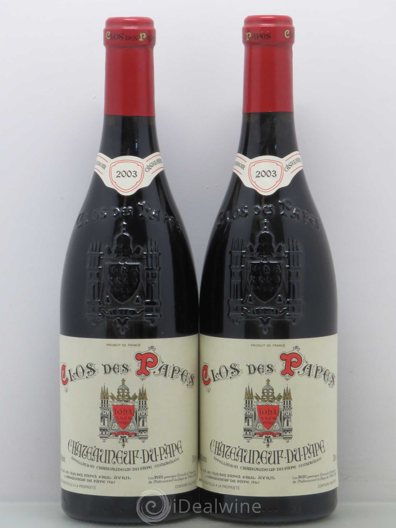 Châteauneuf-du-Pape Clos des Papes - Paul Avril 2003 - Lot de 2 bouteilles - 0