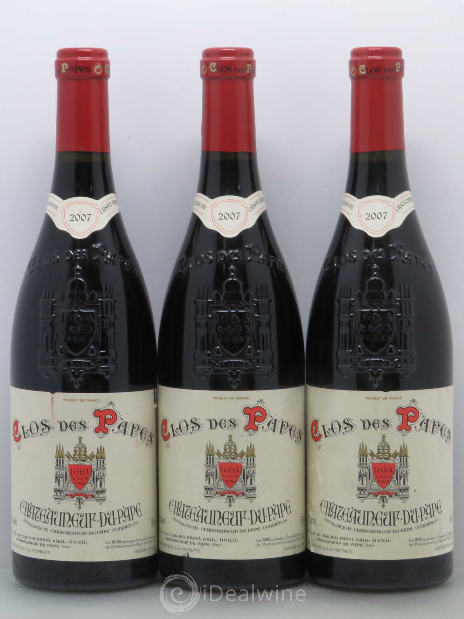 Châteauneuf-du-Pape Clos des Papes - Paul Avril 2007 - Lot de 3 bouteilles - 0