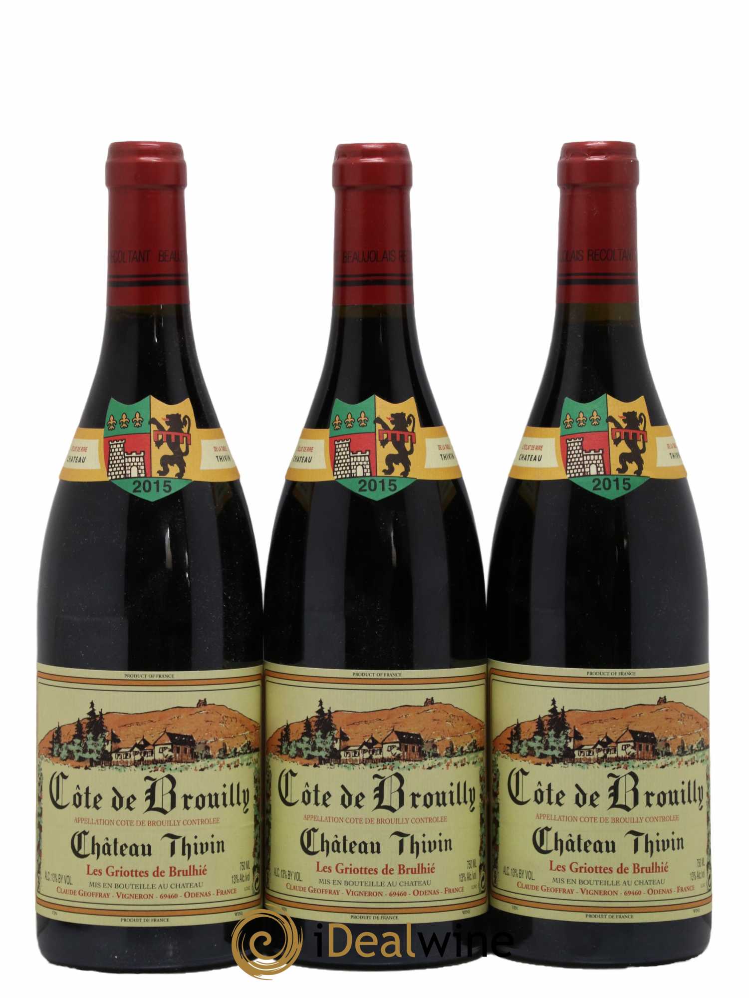 Côte de Brouilly Les Griottes de Brulhié Château Thivin 2015 - Lot de 3 bouteilles - 0