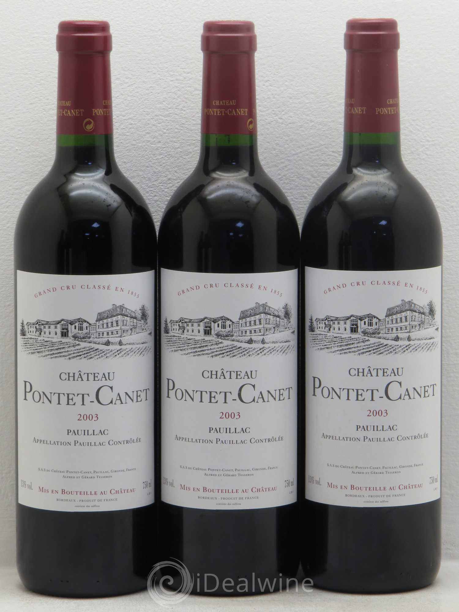 Château Pontet Canet 5ème Grand Cru Classé 2003 - Lot de 12 bouteilles - 1