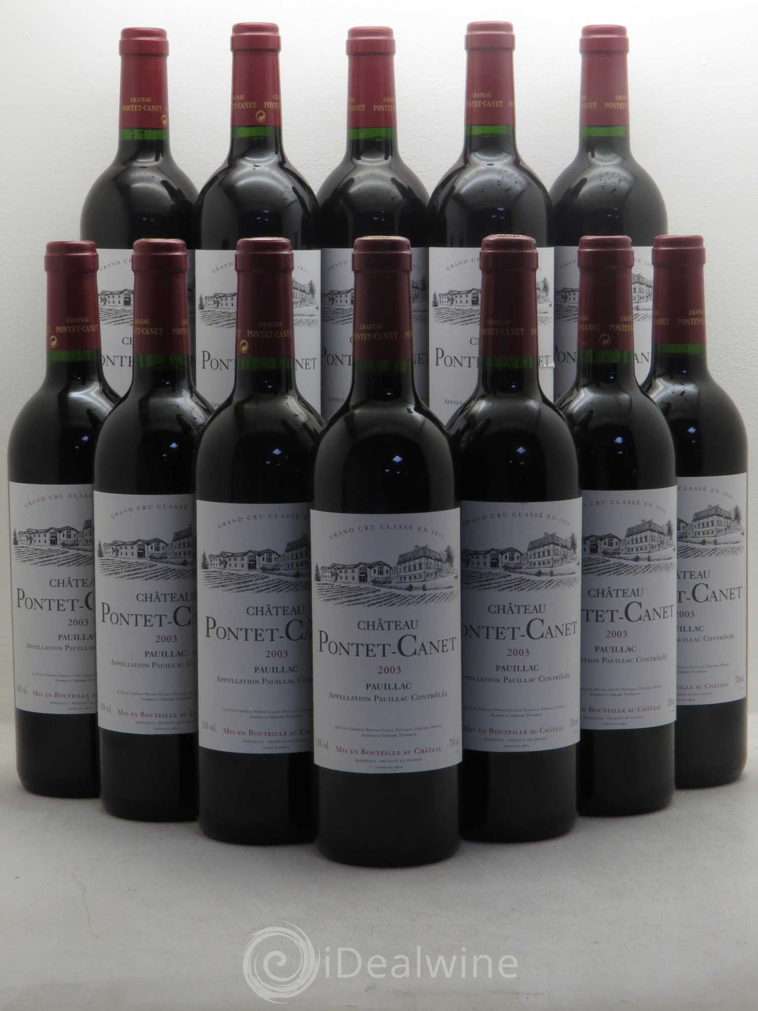 Château Pontet Canet 5ème Grand Cru Classé 2003 - Lot de 12 bouteilles - 0