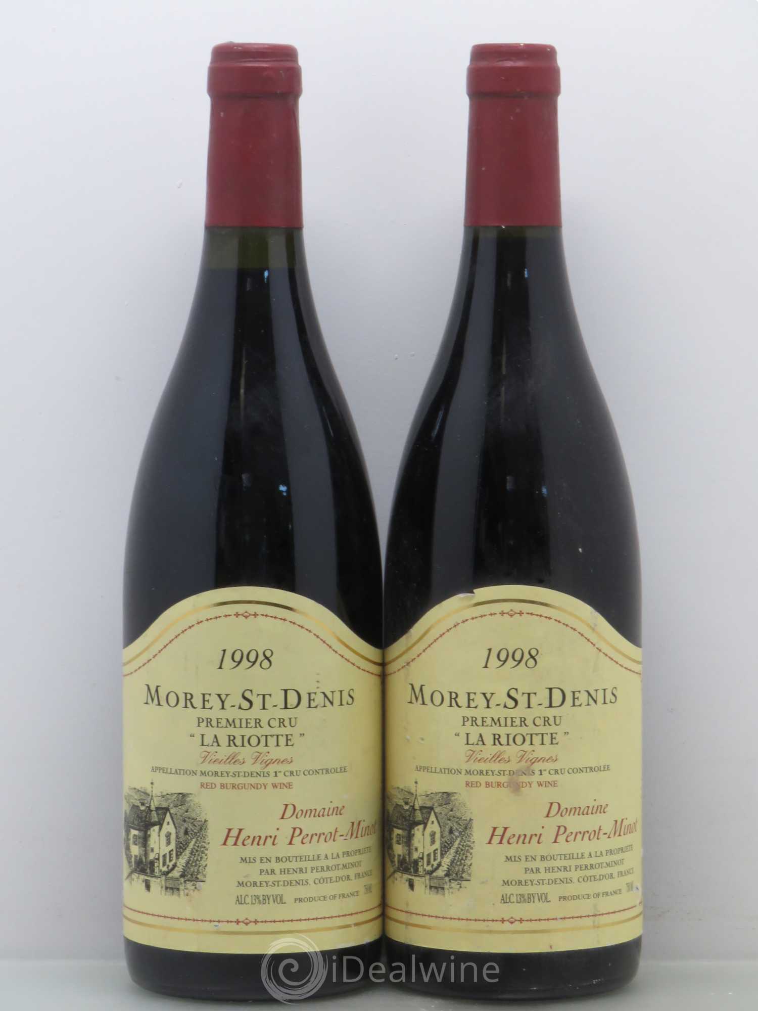 Morey-Saint-Denis 1er Cru La Riotte Vieilles Vignes Perrot-Minot Vieilles vignes 1998 - Lot de 2 bouteilles - 0