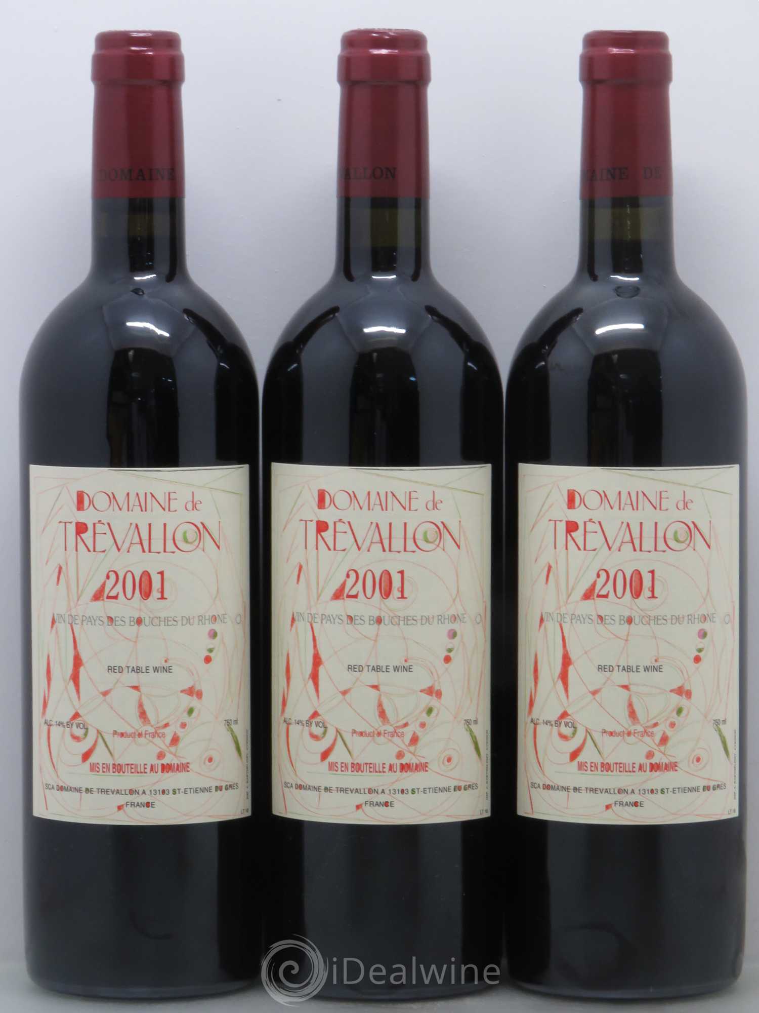 Coteaux d'Aix-en-Provence Trévallon (Domaine de) Eloi Dürrbach 2001 - Lot de 3 bouteilles - 0