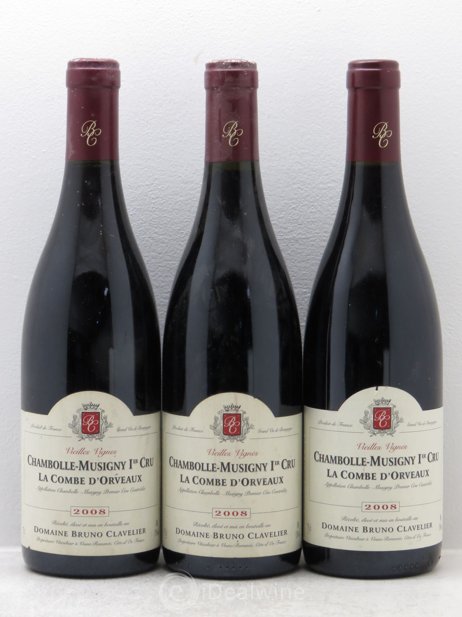 Chambolle-Musigny 1er Cru La Combe d'Orveaux Vieilles Vignes Bruno Clavelier 2008 - Lot de 3 bouteilles - 0