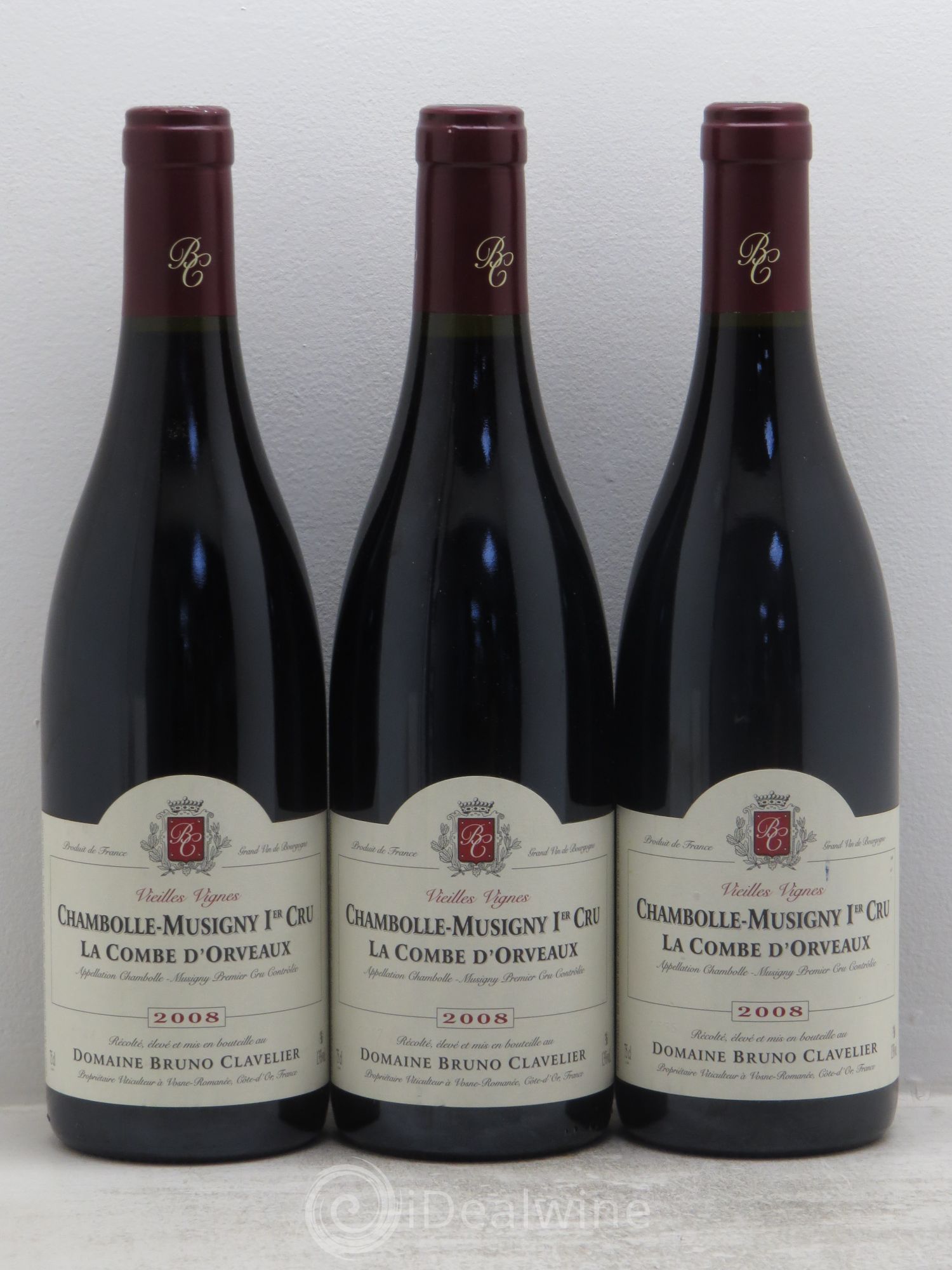 Chambolle-Musigny 1er Cru La Combe d'Orveaux Vieilles Vignes Bruno Clavelier 2008 - Lot de 3 bouteilles - 0