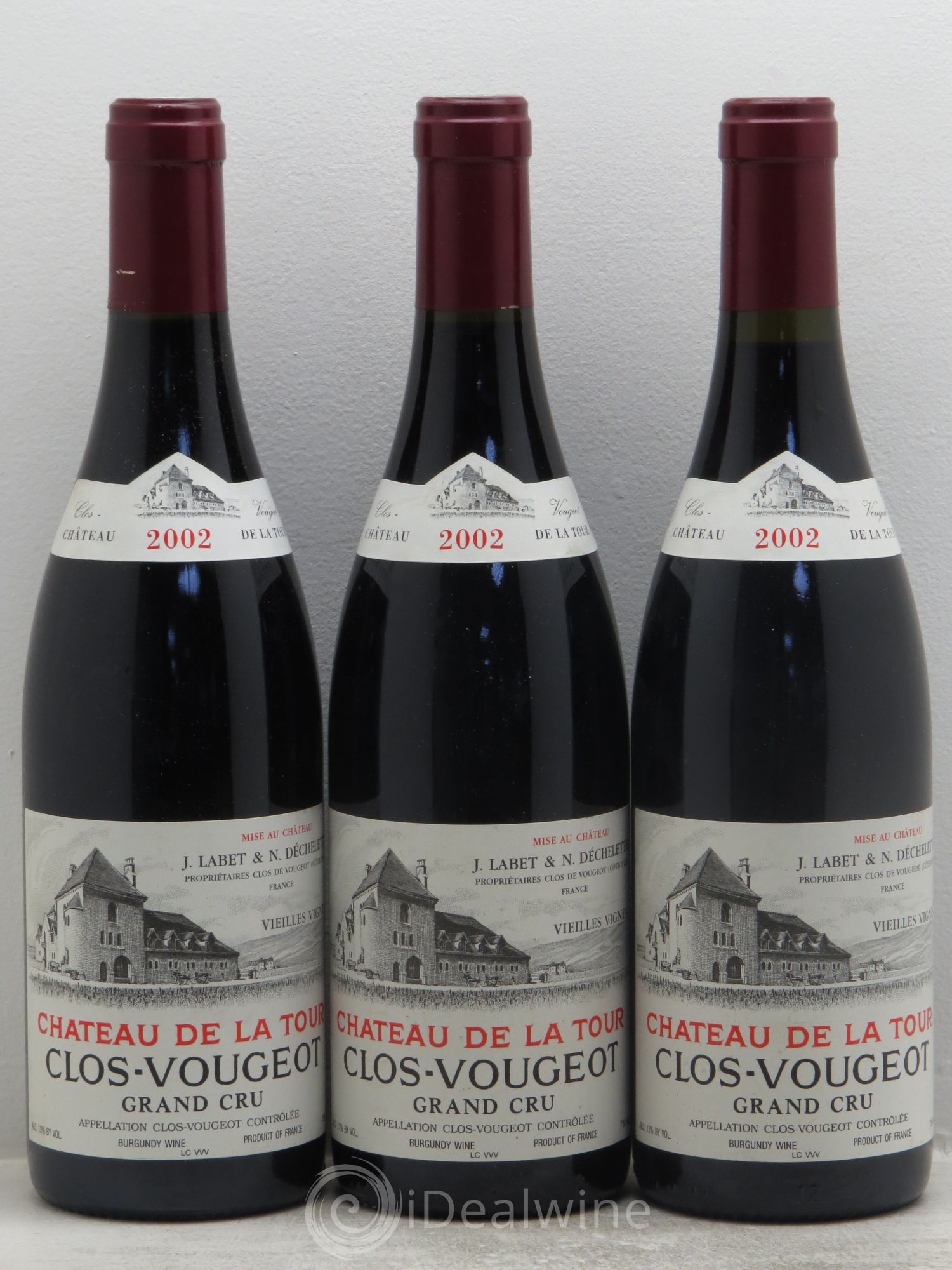 Clos de Vougeot Grand Cru Vieilles Vignes Château de La Tour 2002 - Lot de 3 bouteilles - 0