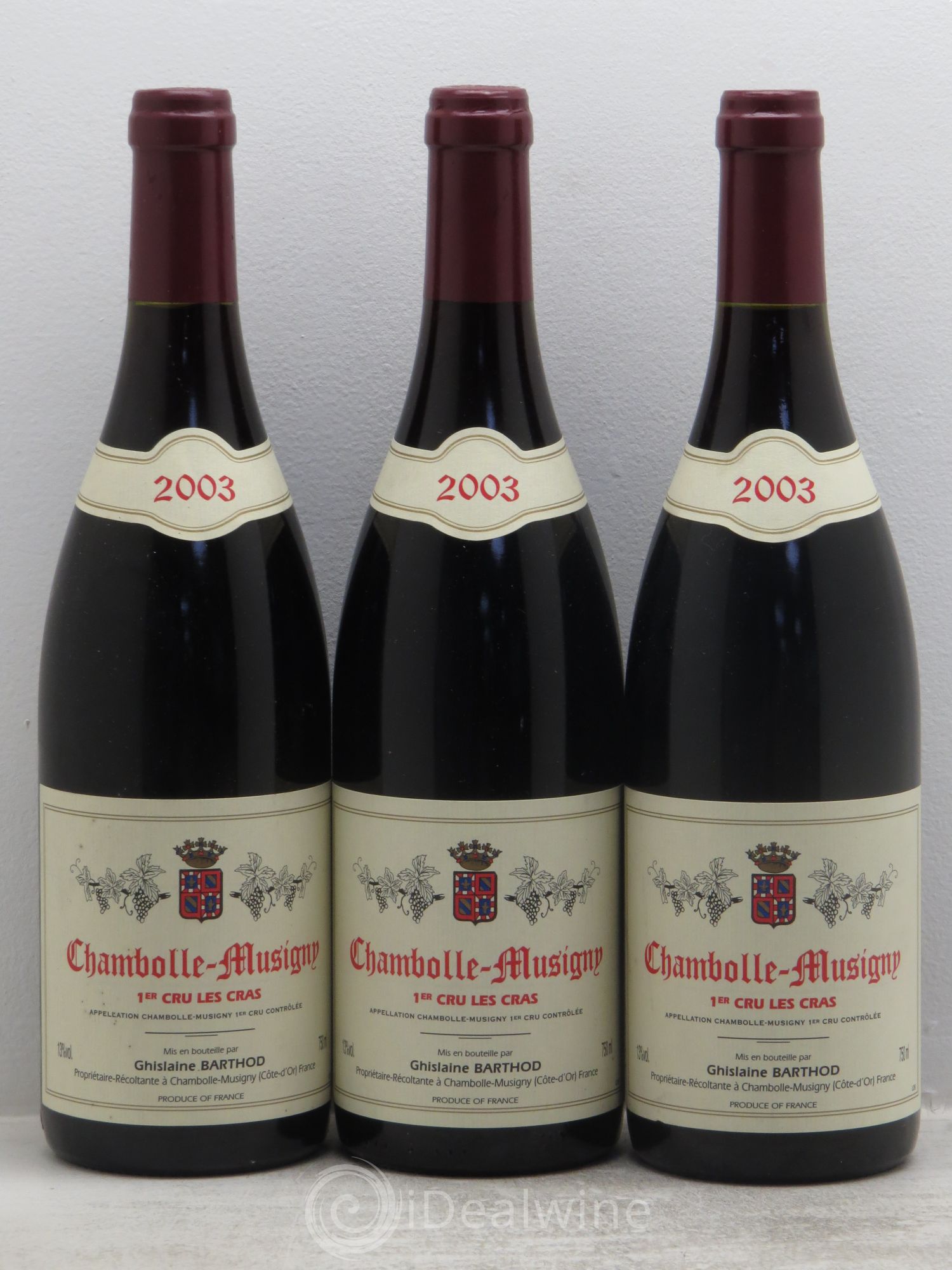Chambolle-Musigny 1er Cru Les Cras Ghislaine Barthod 2003 - Lot de 3 bouteilles - 0