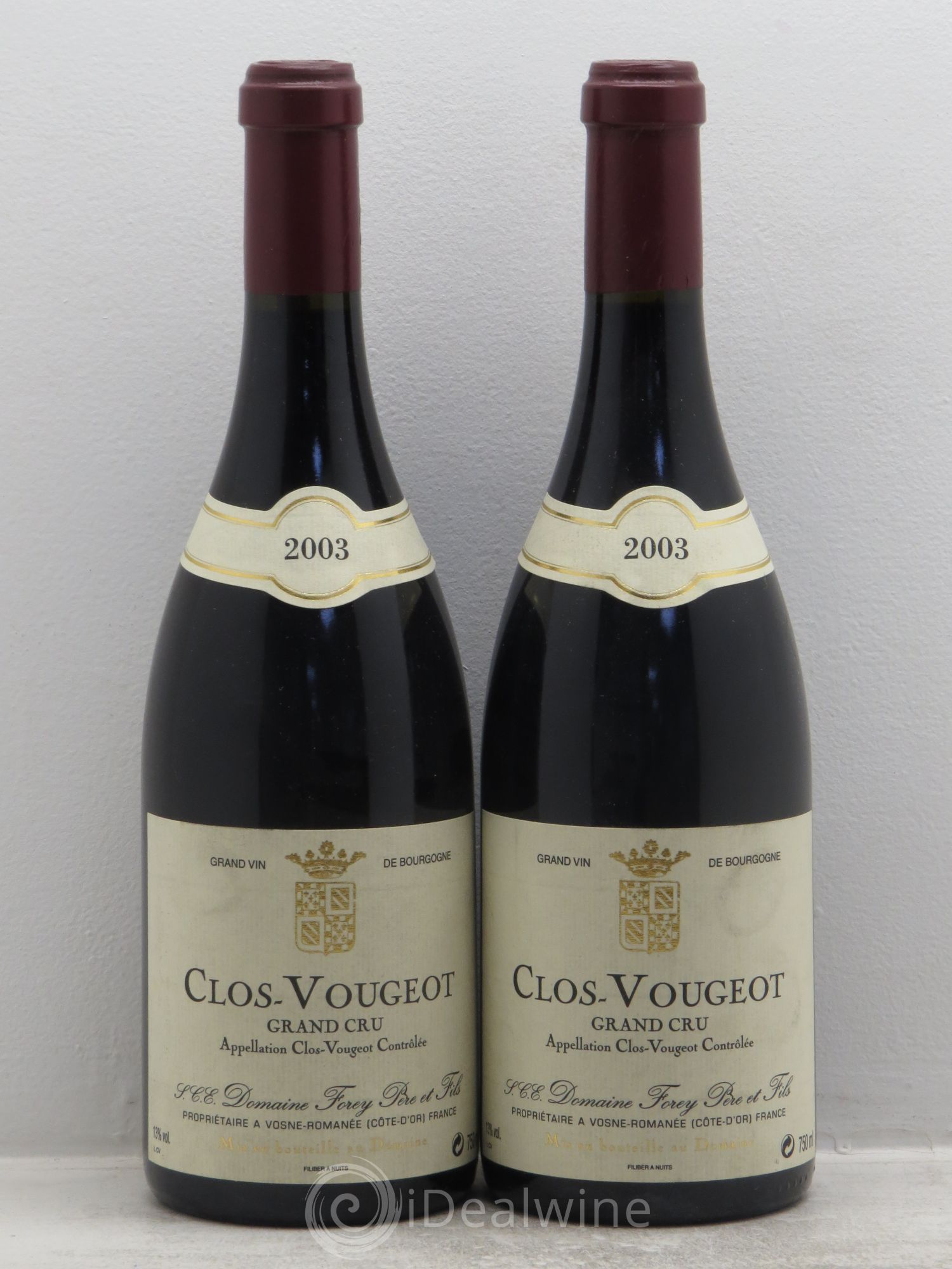 Clos de Vougeot Grand Cru Domaine Forey 2003 - Lot de 2 bouteilles - 0