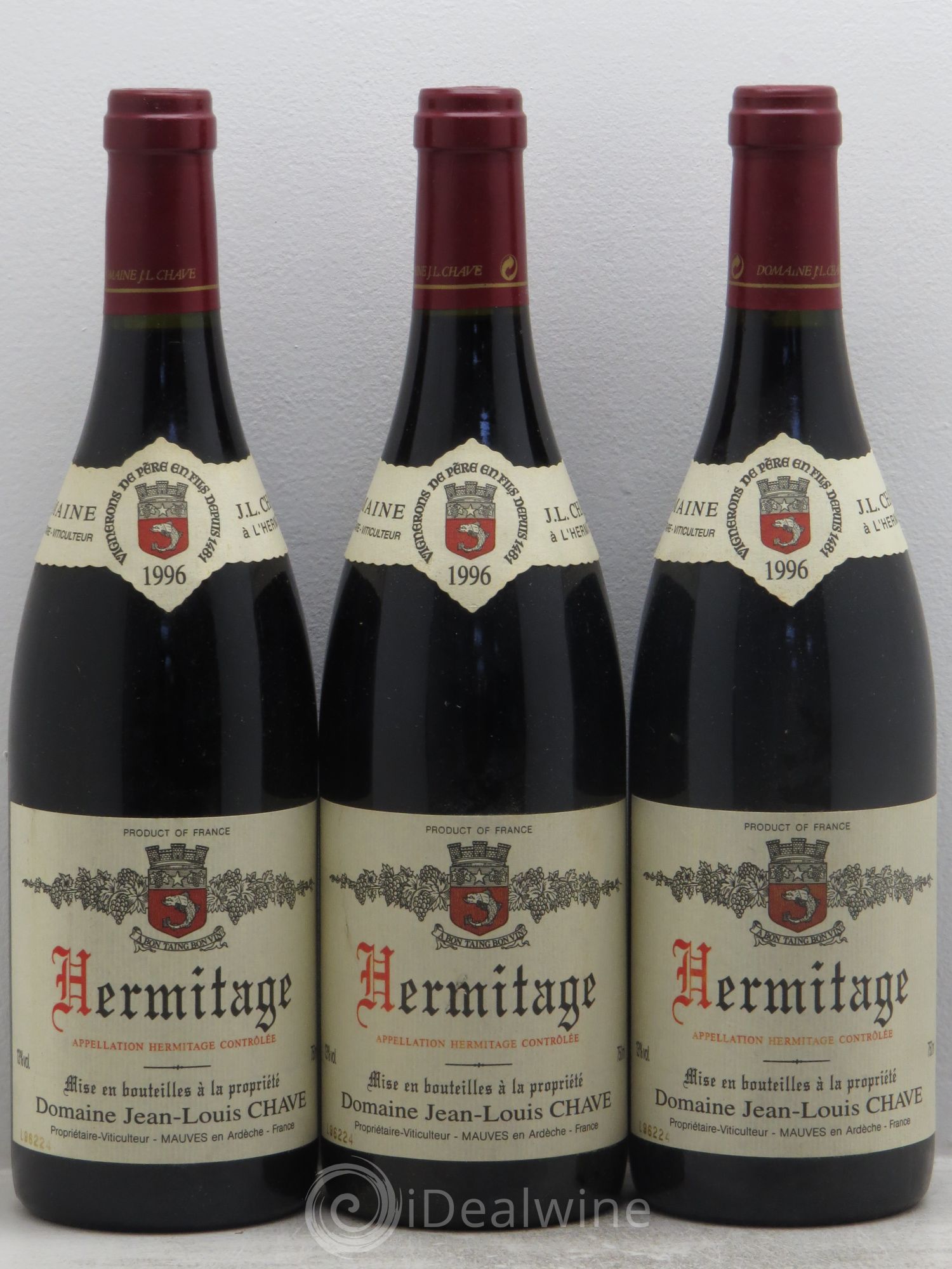 Hermitage Jean-Louis Chave 1996 - Posten von 3 Flaschen - 0