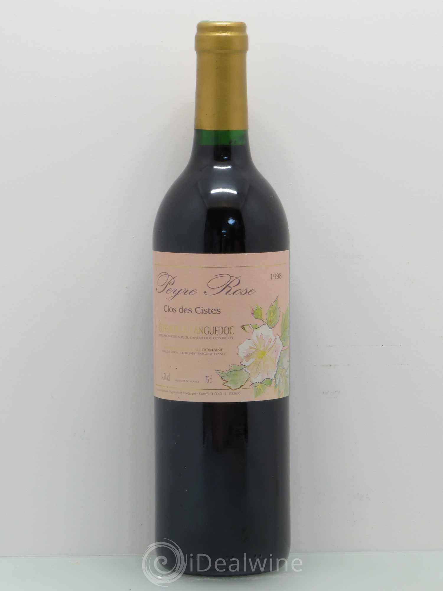 Vin de France (anciennement Coteaux du Languedoc) Domaine Peyre Rose Les Cistes Marlène Soria 1998 - Lot de 1 bouteille - 0