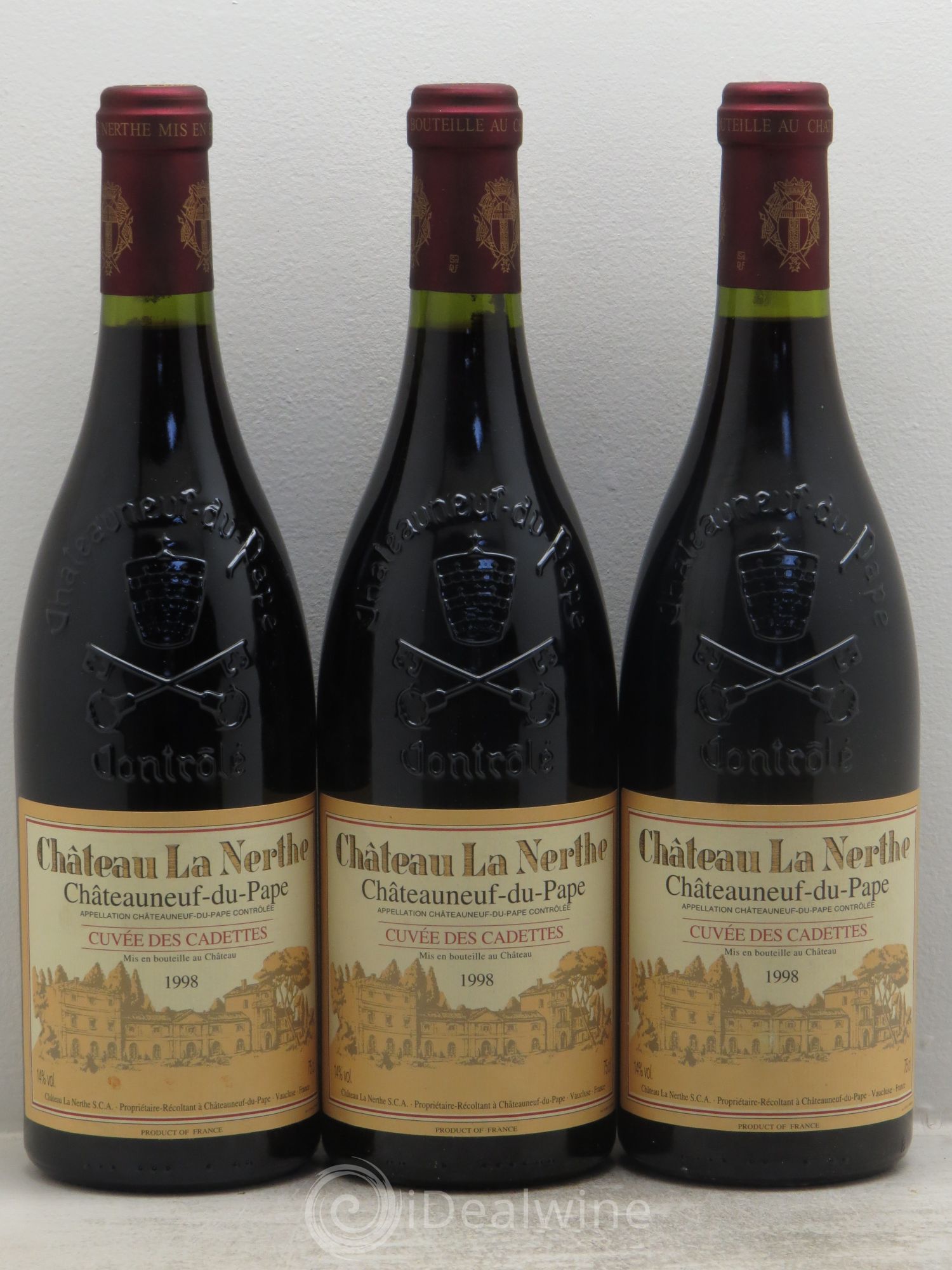 Châteauneuf-du-Pape Château La Nerthe Cuvée des Cadettes Famille Richard 1998 - Lot de 3 bouteilles - 0
