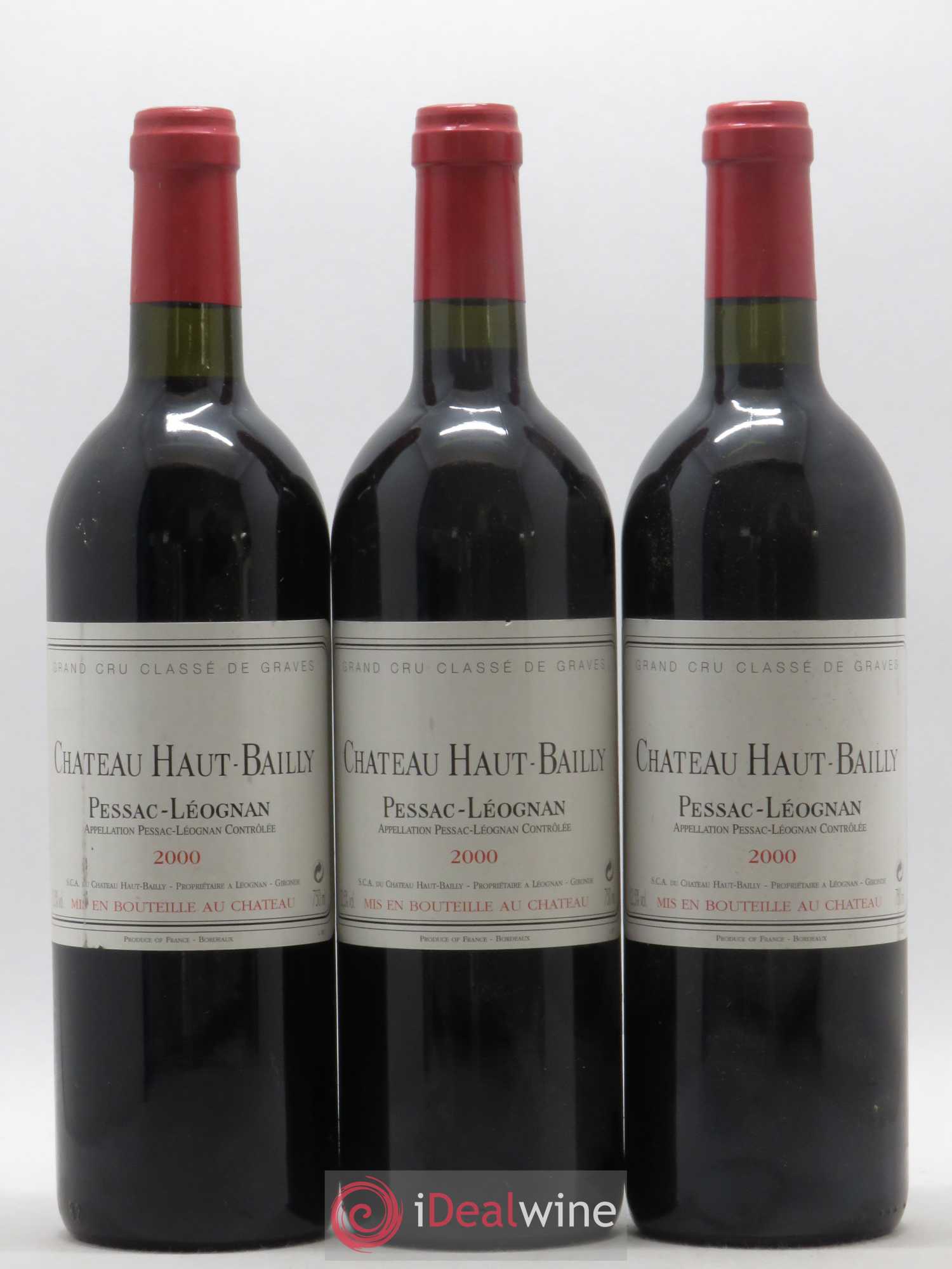 Château Haut-Bailly Cru Classé de Graves 2000 - Lot de 3 bouteilles - 0
