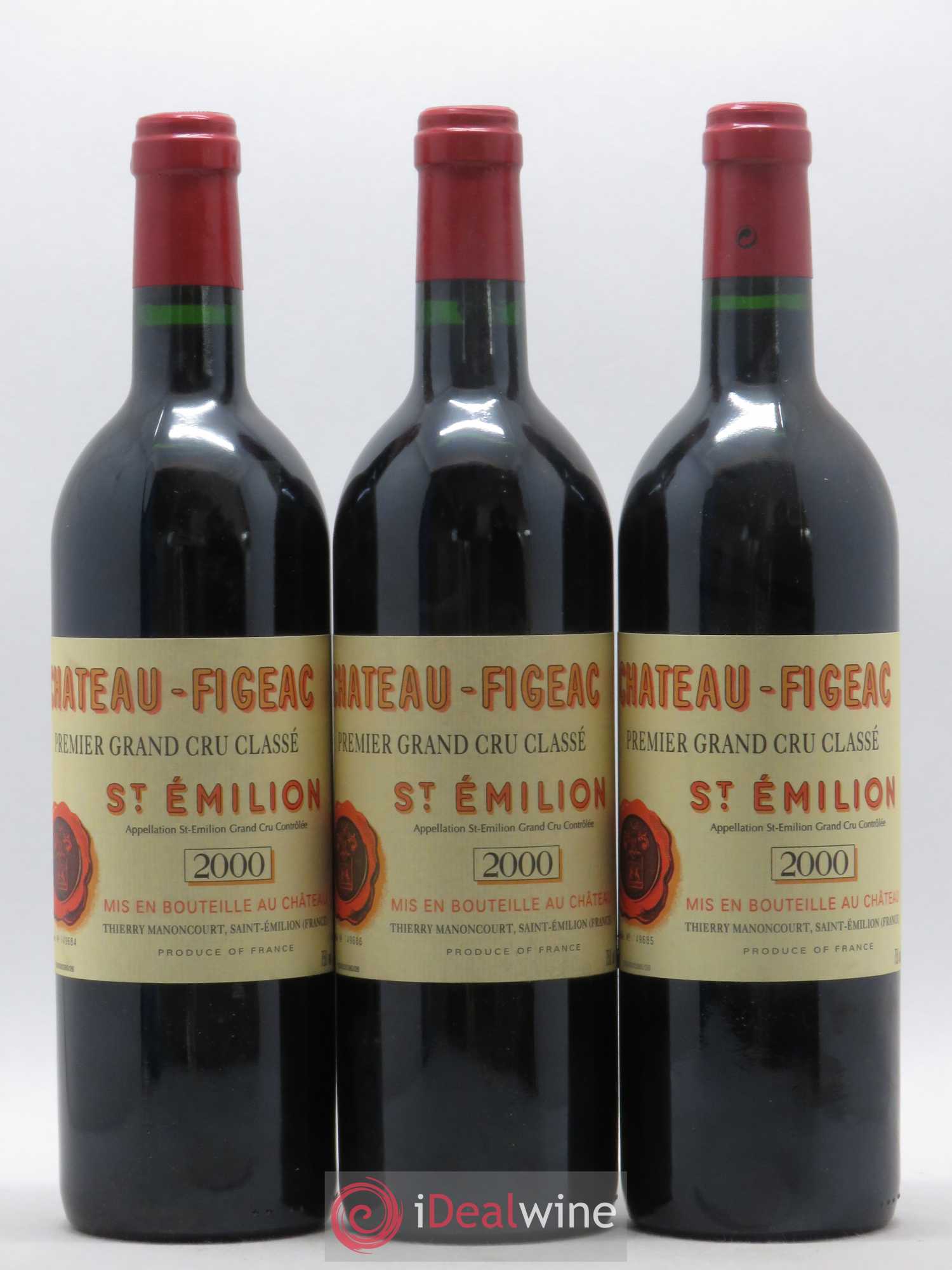 Château Figeac 1er Grand Cru Classé A 2000 - Lot de 3 bouteilles - 0