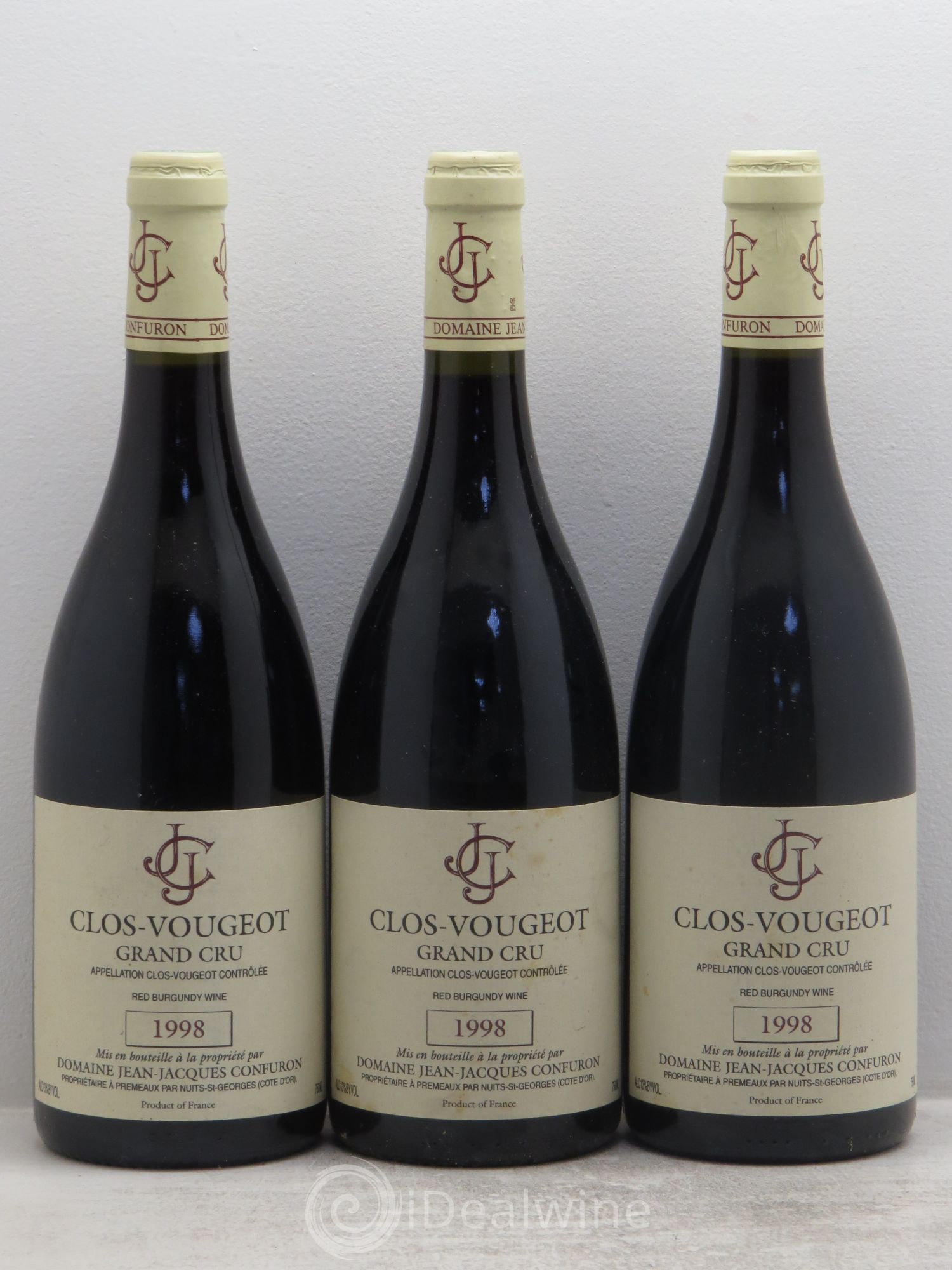 Clos de Vougeot Grand Cru Jean-Jacques Confuron 1998 - Lot de 3 bouteilles - 0