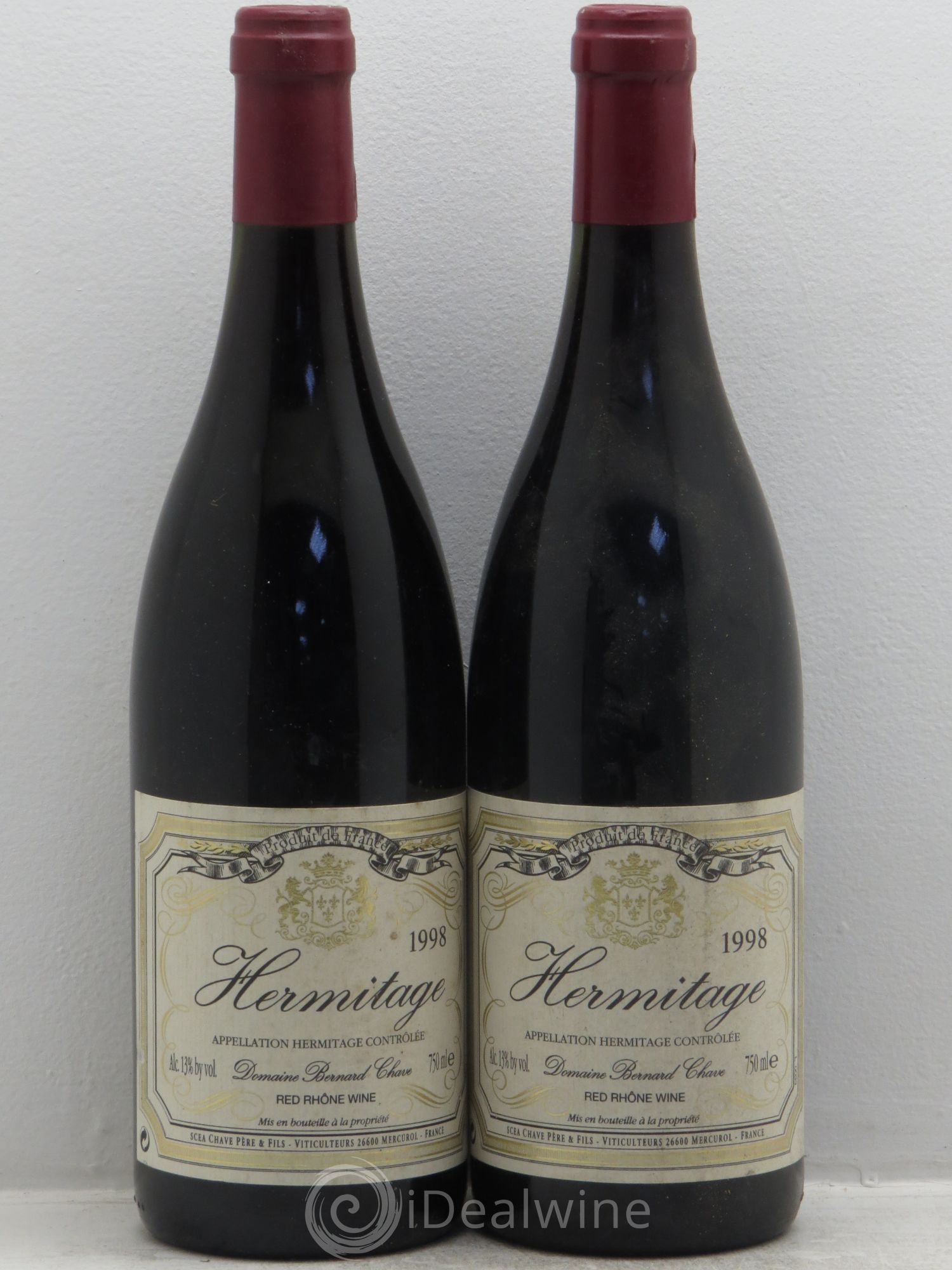 Hermitage Bernard Chave 1998 - Lot de 2 bouteilles - 0