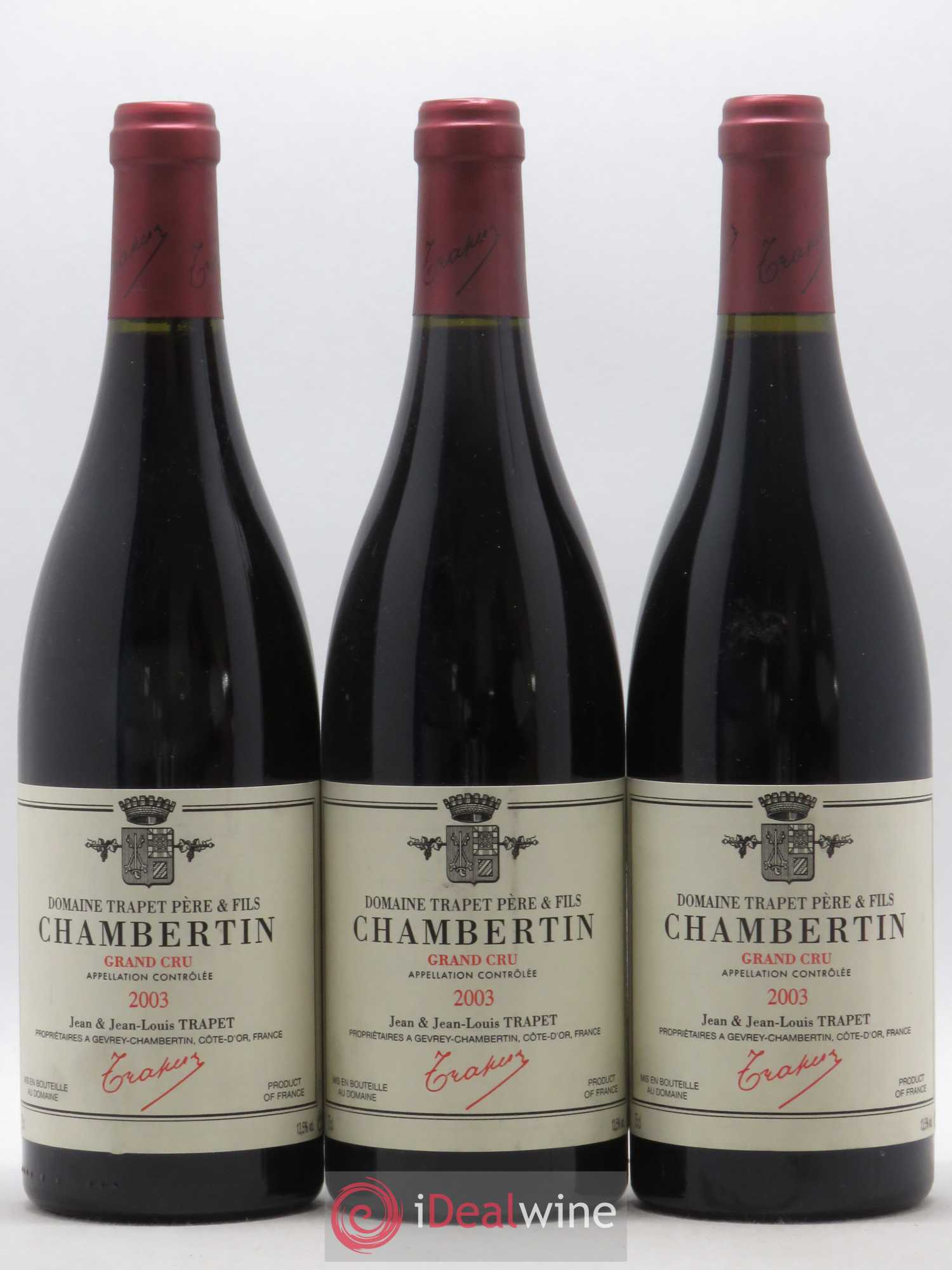 Chambertin Grand Cru Domaine Trapet 2003 - Lot de 3 bouteilles - 0