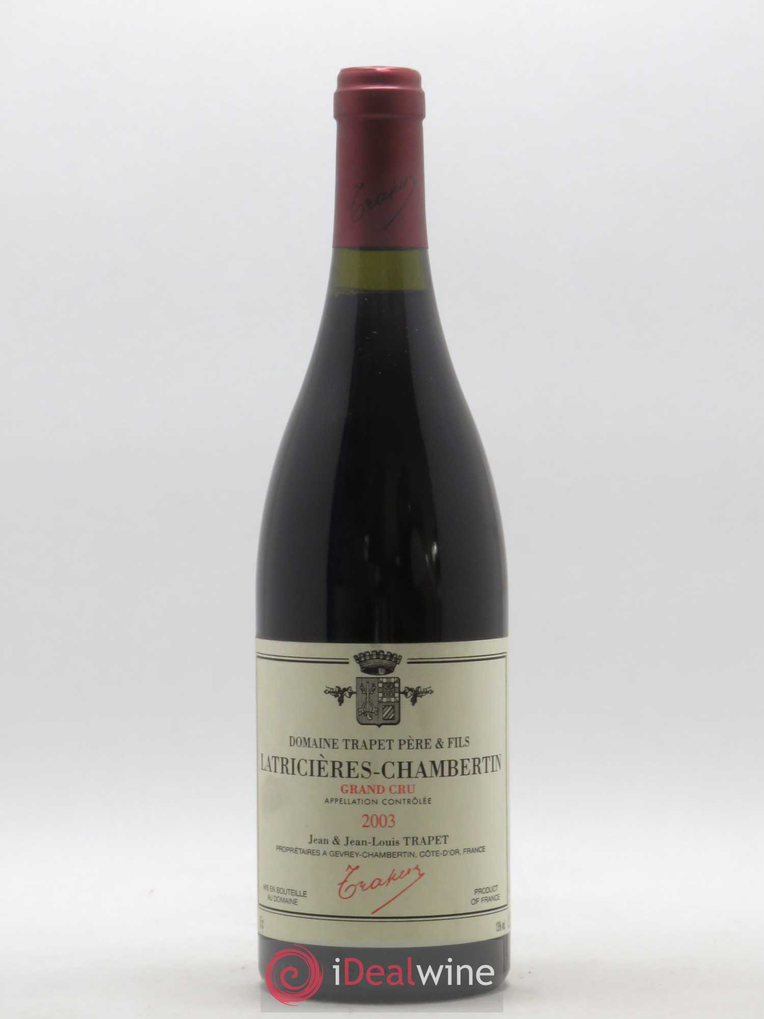 Latricières-Chambertin Grand Cru Domaine Trapet 2003 - Lot de 1 bouteille - 0
