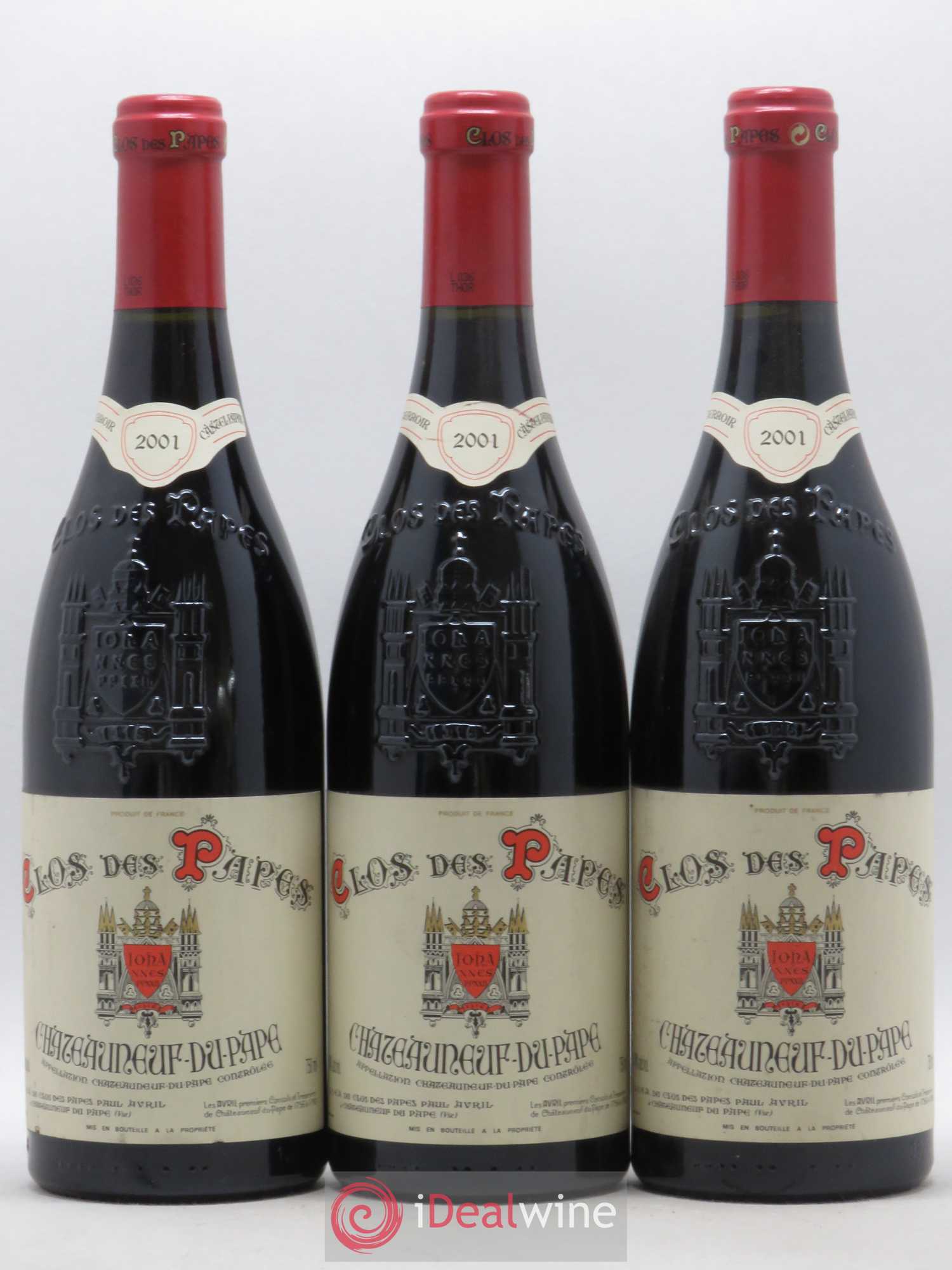 Châteauneuf-du-Pape Clos des Papes - Paul Avril 2001 - Lot de 3 bouteilles - 0