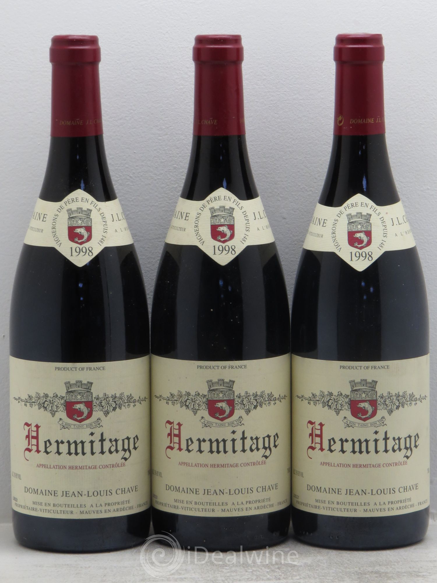 Hermitage Jean-Louis Chave 1998 - Lot de 3 bouteilles - 0