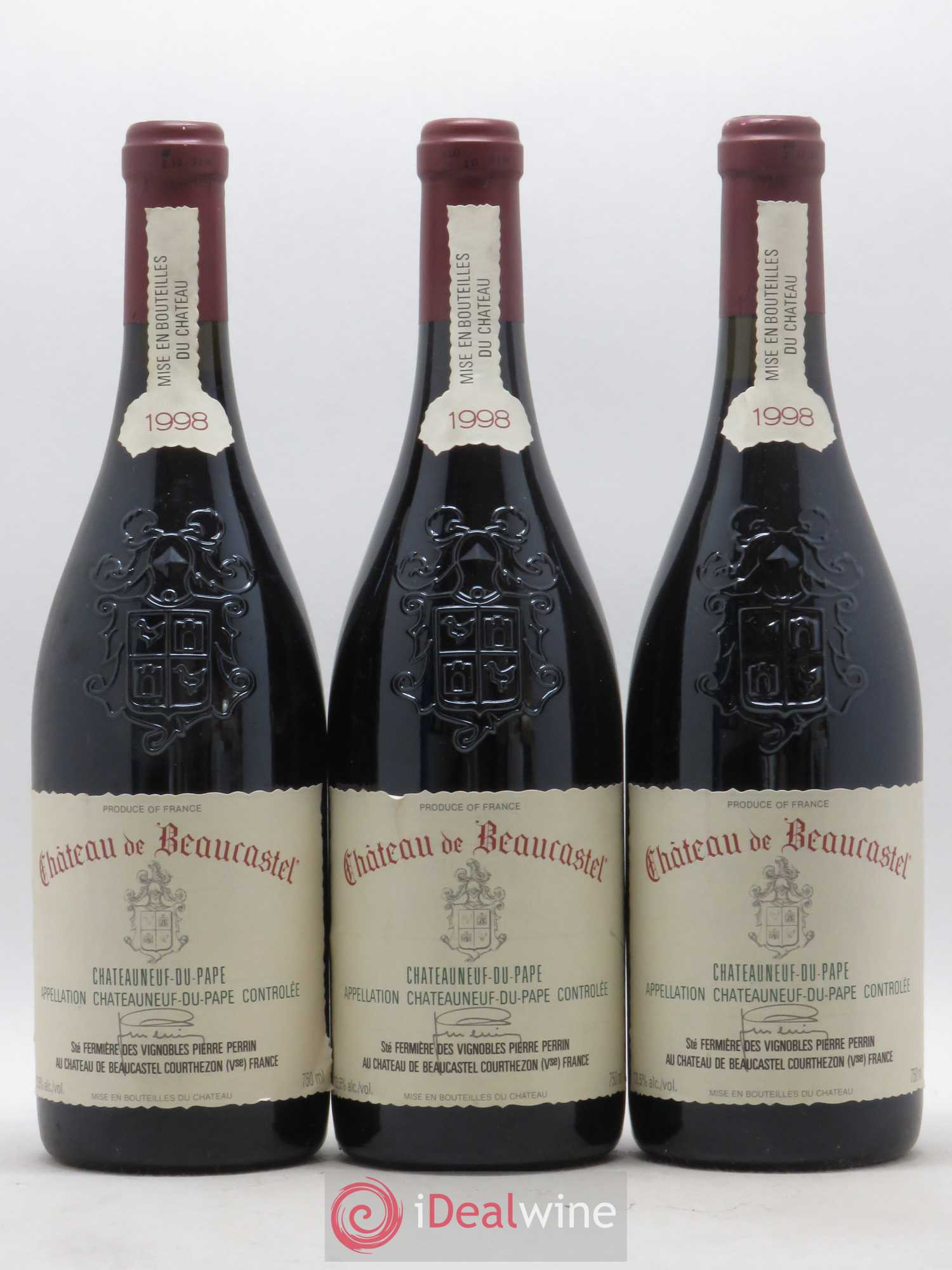 Châteauneuf-du-Pape Château de Beaucastel Famille Perrin 1998 - Lot de 3 bouteilles - 0