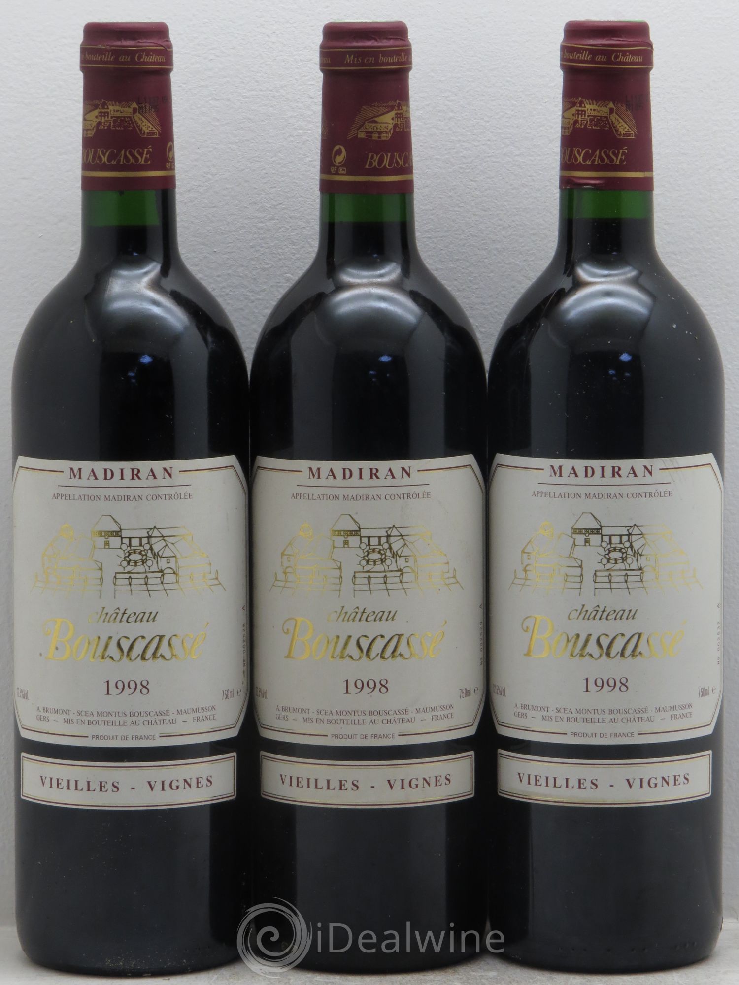 Madiran Vieilles Vignes Château Bouscassé - Alain Brumont 1998 - Lot de 3 bouteilles - 0
