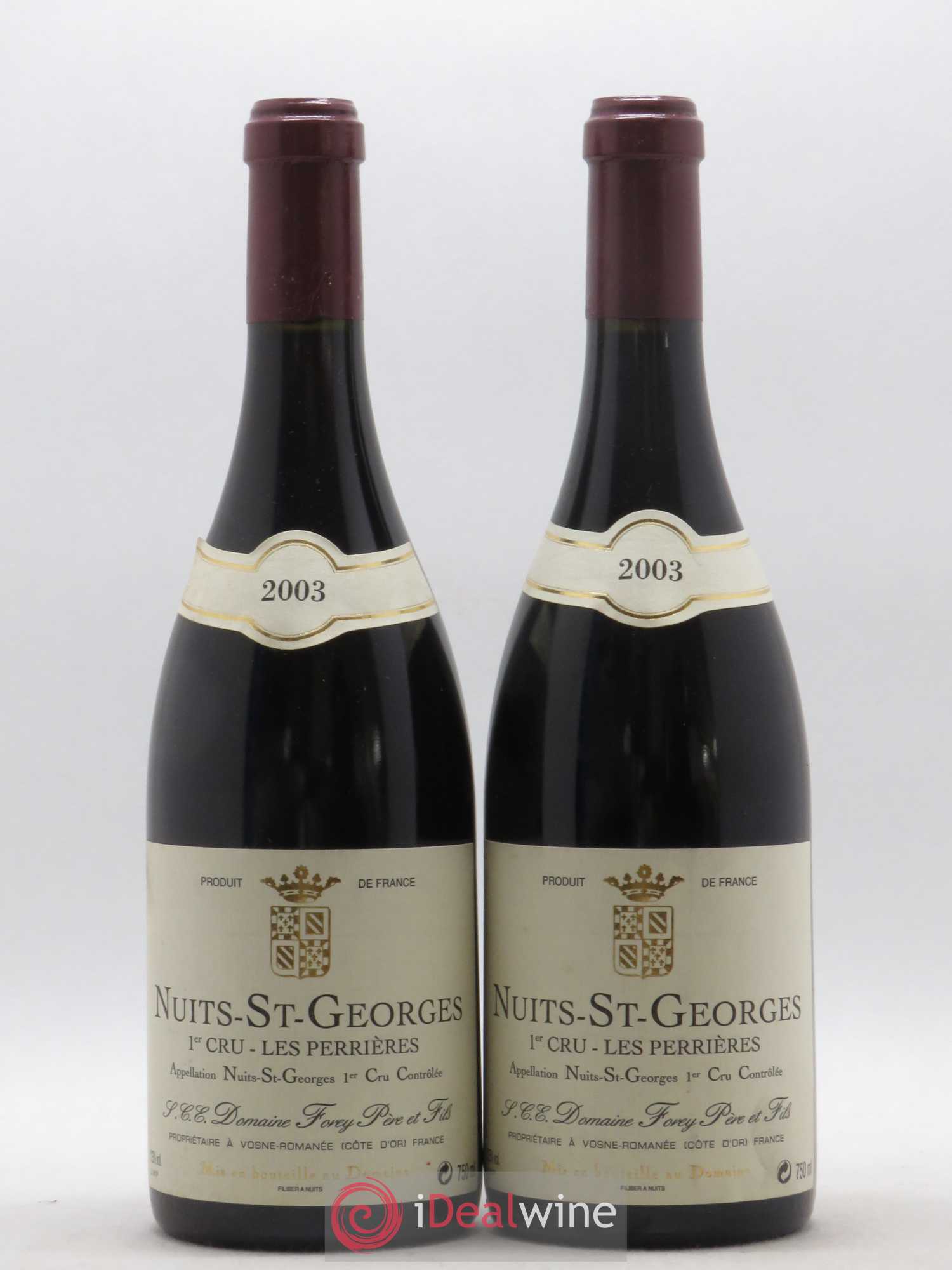Nuits-Saint-Georges 1er Cru Les Perrières Forey Père et Fils (Domaine) 2003 - Lot de 2 bouteilles - 0