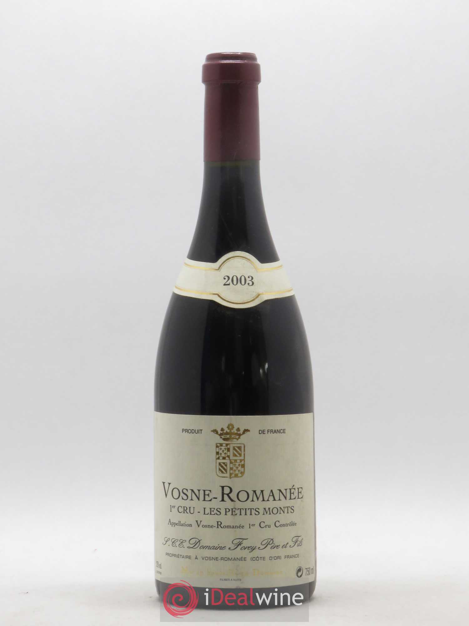 Vosne-Romanée 1er Cru Les Petits Monts Forey Père et Fils (Domaine) 2003 - Lot de 1 bouteille - 0