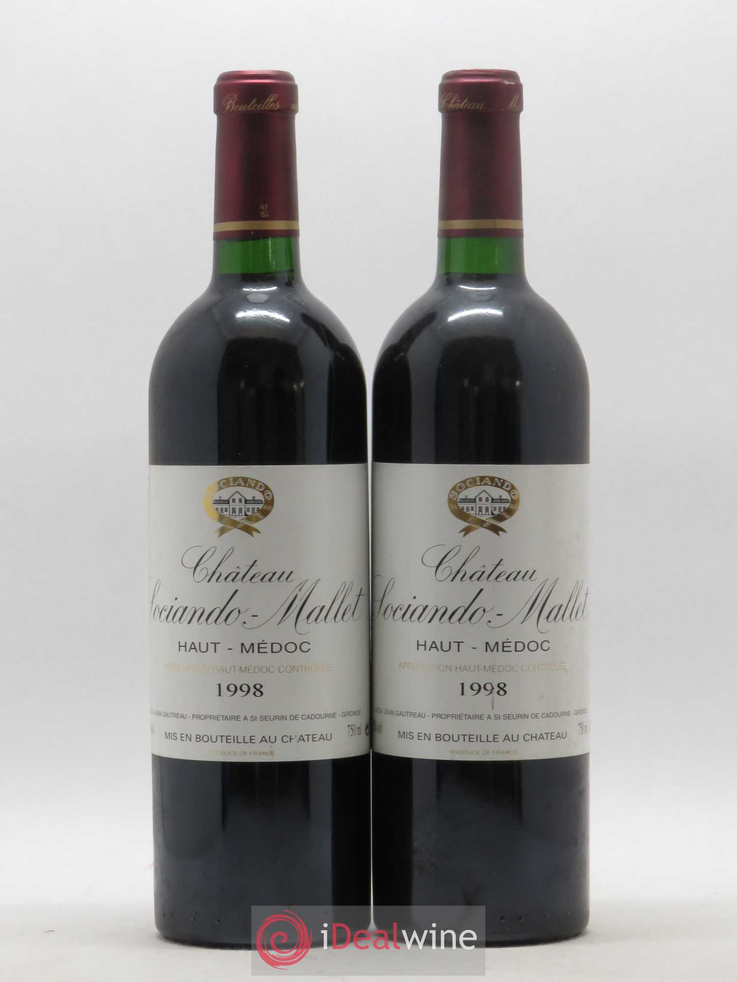 Château Sociando Mallet 1998 - Lot de 2 bouteilles - 0
