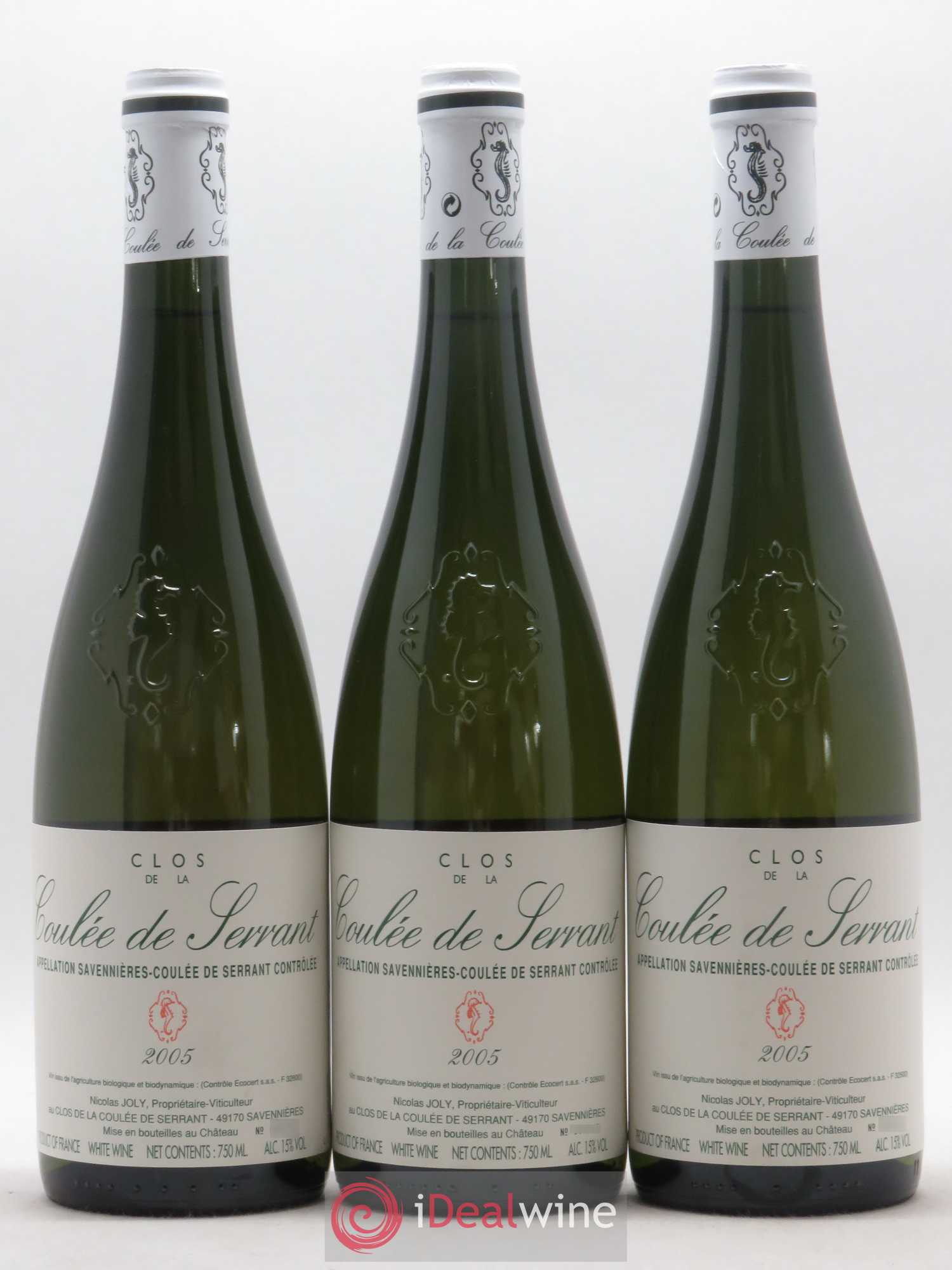 Savennières Clos de la Coulée de Serrant Vignobles de la Coulée de Serrant - Nicolas Joly 2005 - Lot de 3 bouteilles - 0